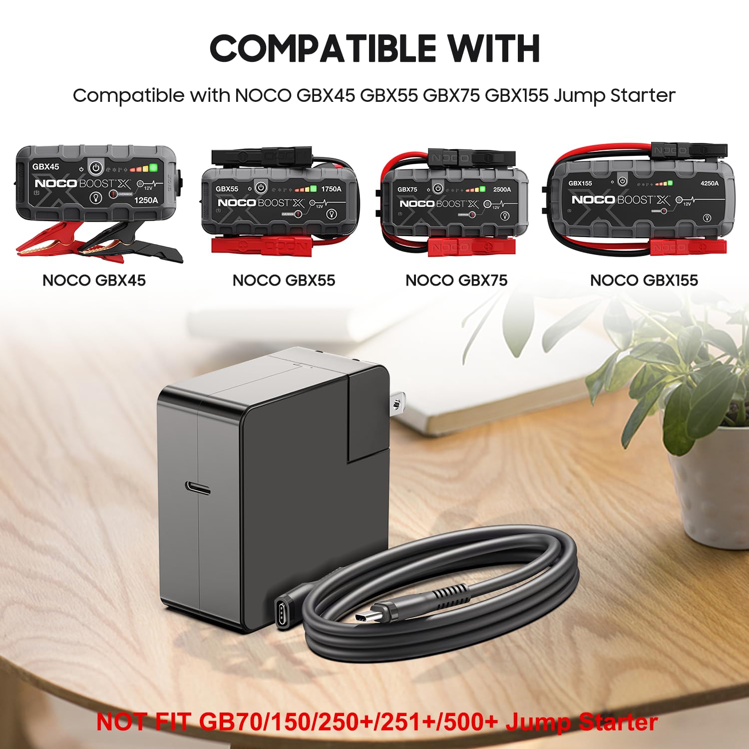 CASIMY 65W USB C GBX155 GBC011 Jump Starter Adapter for NOCO Boost X GBX155 4250A 12V UltraSafe Portable Lithium Jump Starter GB