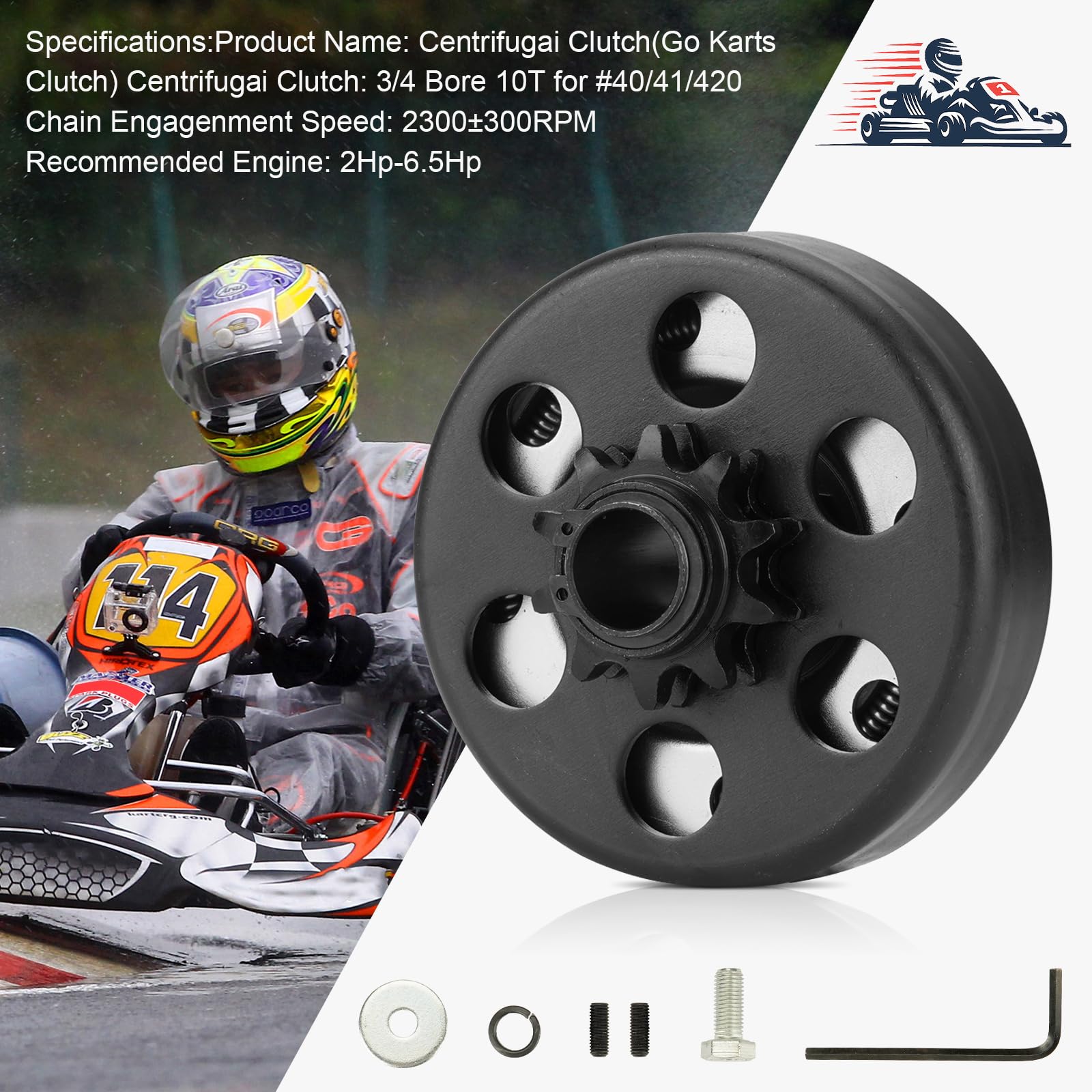 Go Kart Clutch 3/4 Bore 12T Fit #35 Chain, Centrifugal Clutch For Minibike And Fun Kart, Compatible With Honda Gx160, Gx200, Gx