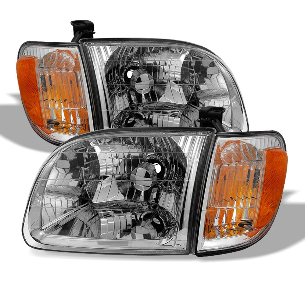 Acanii - For 2000-2004 Toyota Tundra Regula/Access Cab Headlights+Parking Lights Corner Lamps Driver + Passenger Side