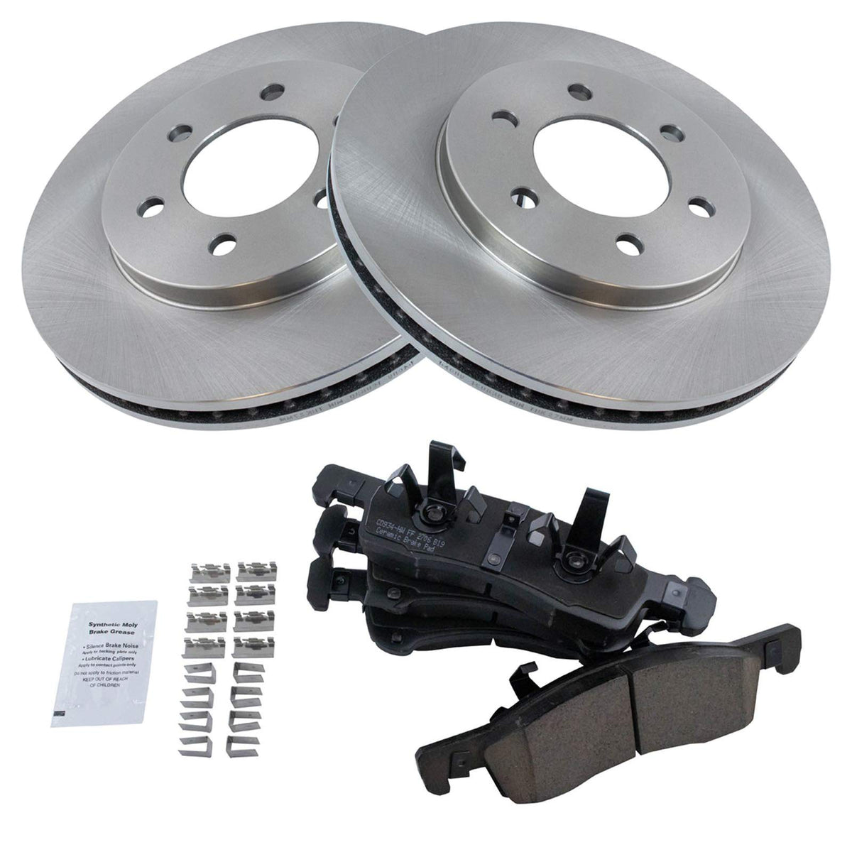 Trq Front Brake Pad & Rotor Kit Brake Pads Brake Rotor Ceramic Compatible With 2003-2006 Ford Expedition Lincoln Navigator