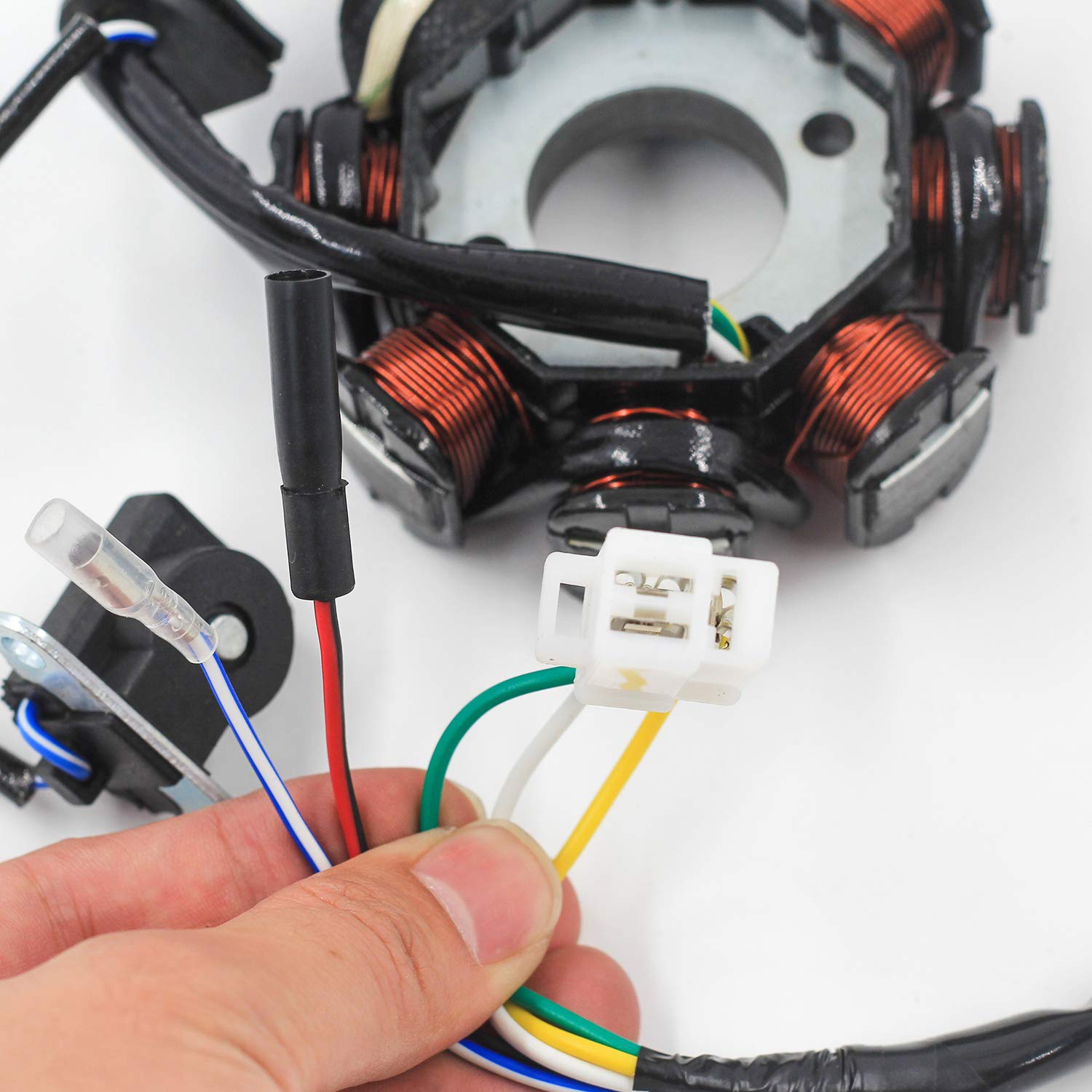 Trkimal Ignition Stator Magneto 5 wire AC 8 Pole Coil for GY6 49cc 50cc 80cc 125cc 150cc139QMB 147QMD 152QMI 157QMJ engine, GY6