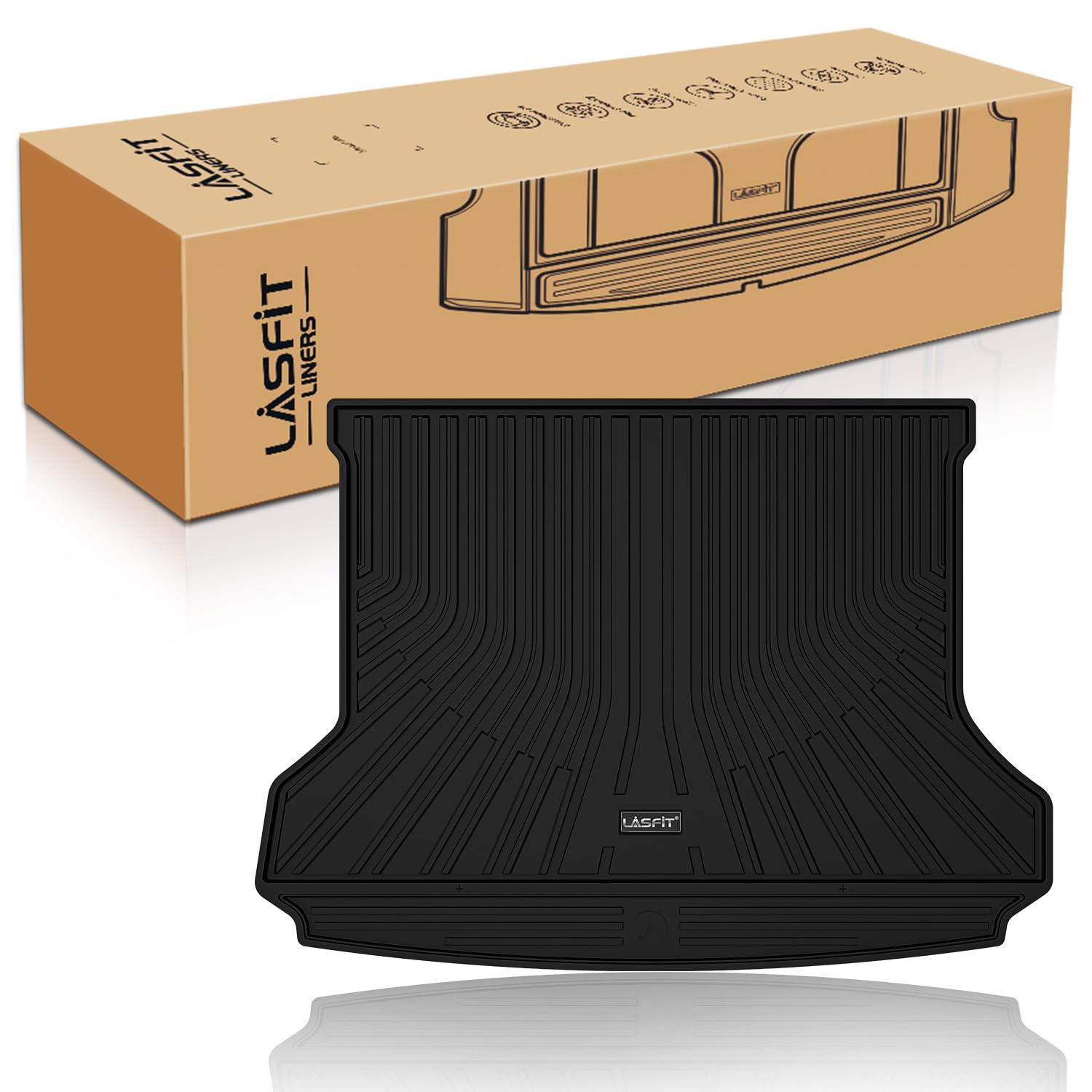 Lasfit Cargo Mat Fit For Volkswagen Vw Id.4 2025 2024 2023 2022 2021 All Weather Tpe Trunk Liners (Only Fit Non-Adjustable Carpe