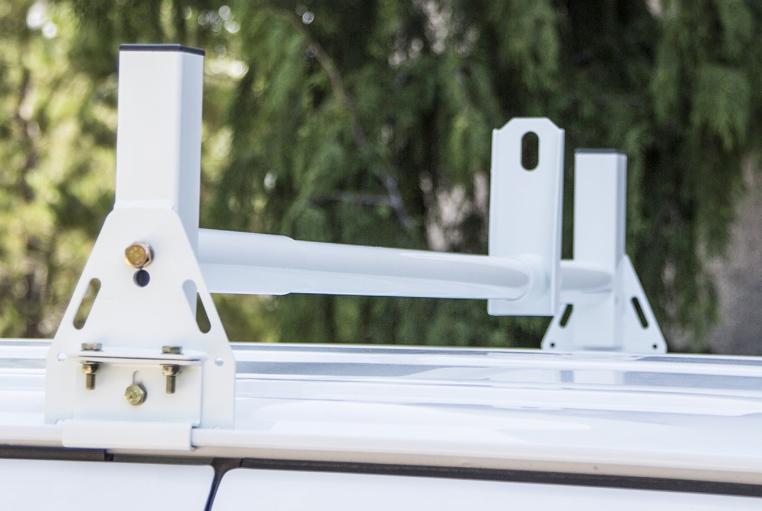 Buyers Products 1501310 Ladder Rack for Work Van, Adjustable Width, White Powder-Coated Carbon Steel, Contractor Rack for Vans,