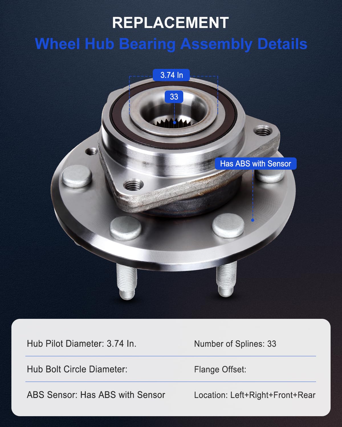 ECCPP Rear or Front Wheel Hub Bearing Assembly 6 Lugs w/ABS Fit for Buick Enclave 08-16, Fit for Chevy Traverse 09-16, Fit for G