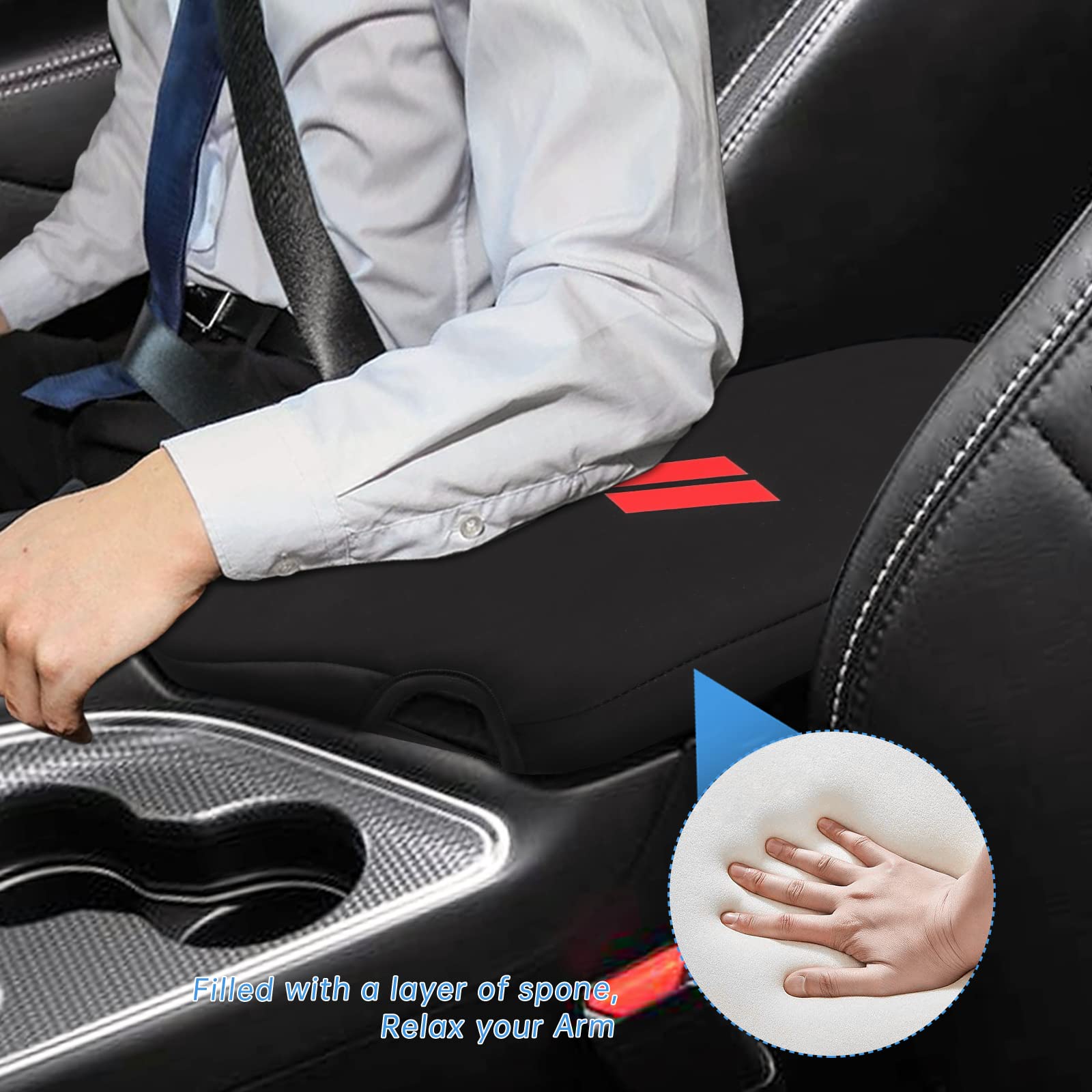Intget Car Center Console Cover For 2022 2021 2020 Dodge Challenger Accessories 2019 2018 2017 2016 2015 Neoprene Challenger Armrest Cover Interior Console Lid Protector Cushion Pad Dog Seat Cover