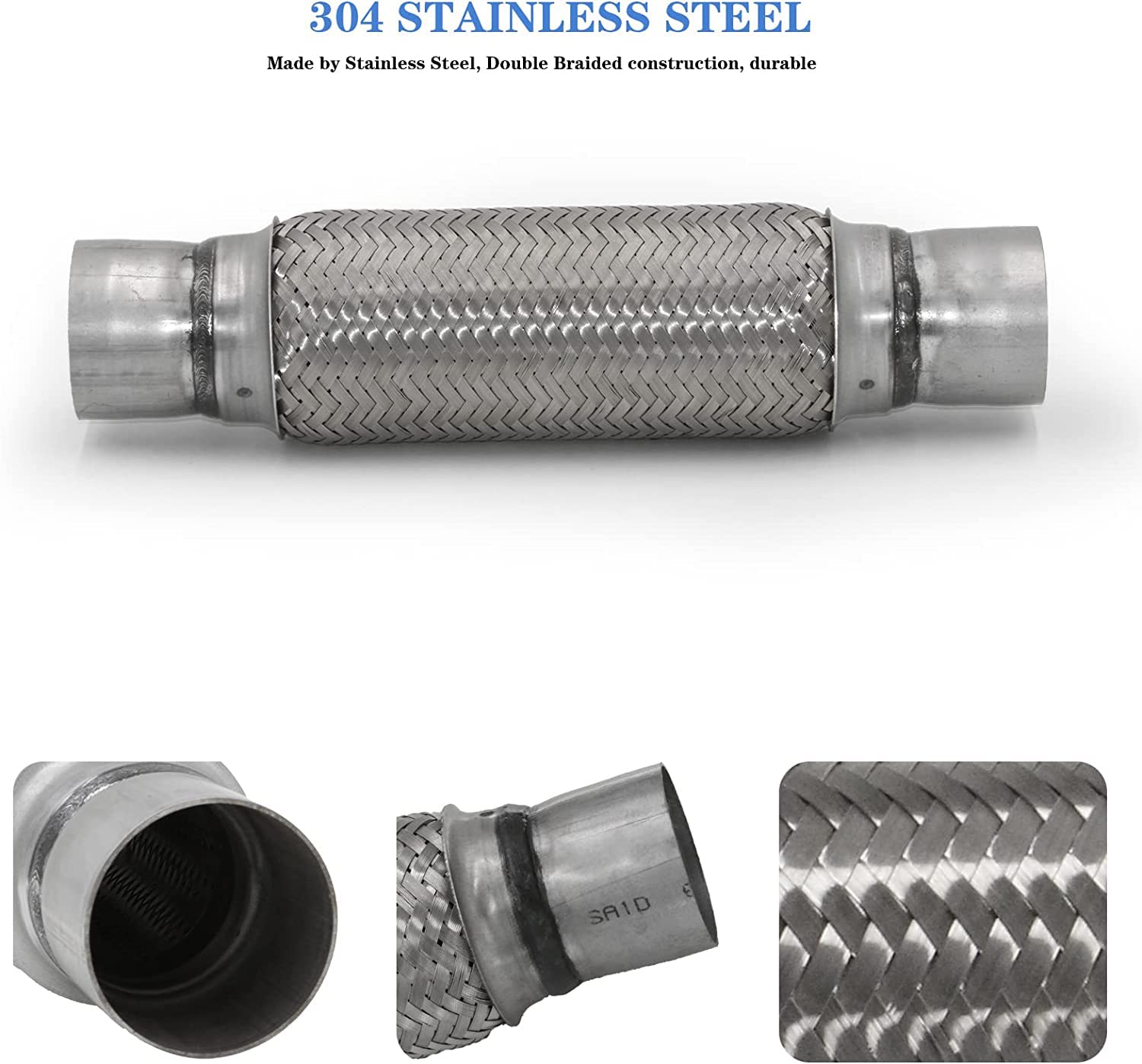 Rp Remarkable Power, Rk7547 Exhaust Flex Pipe 2.5'' X 10'' Heavy Duty Stainless Steel 14'' Ol, 2 Pack