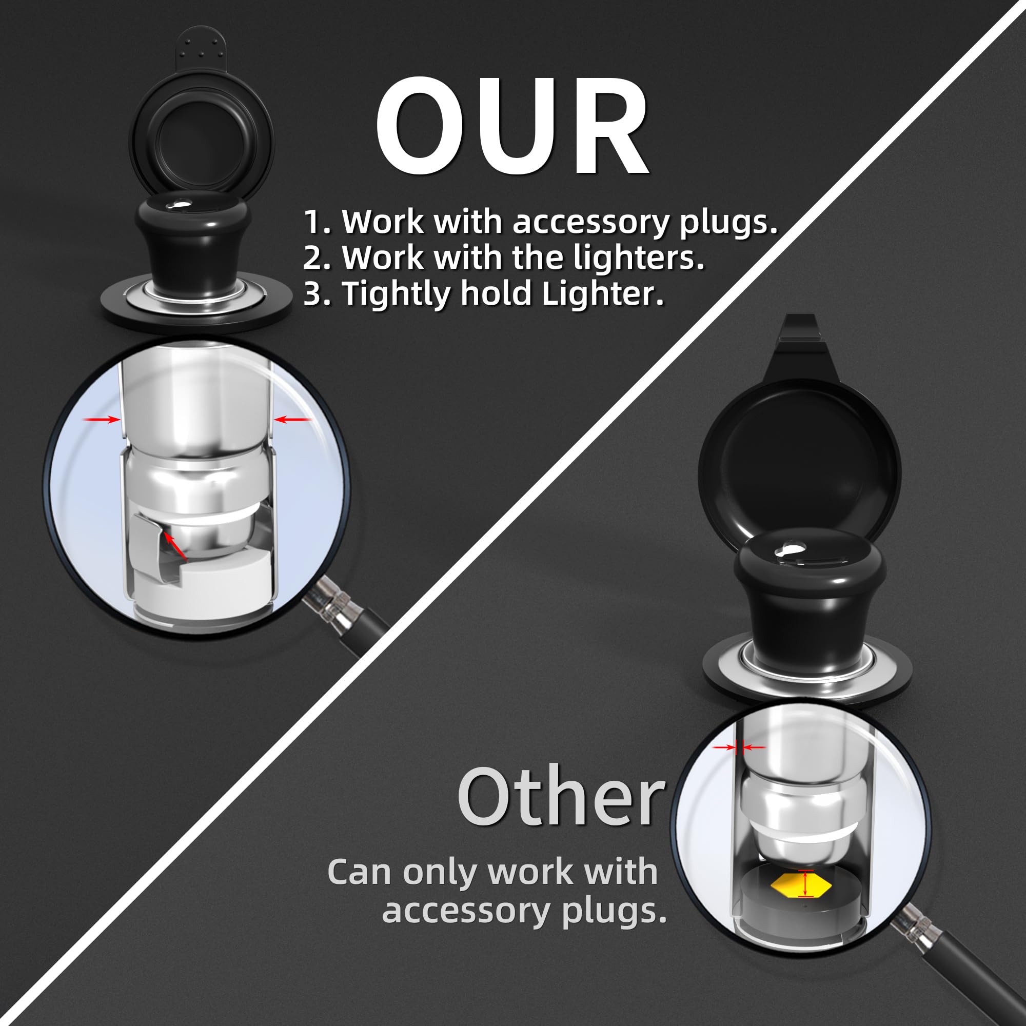 Daiertek 12V Cigarette Lighter Socket 12 Volt Power Outlet Replacement Plug Socket For Car, Automotive, Truck, Rv, Boat, Motorcy
