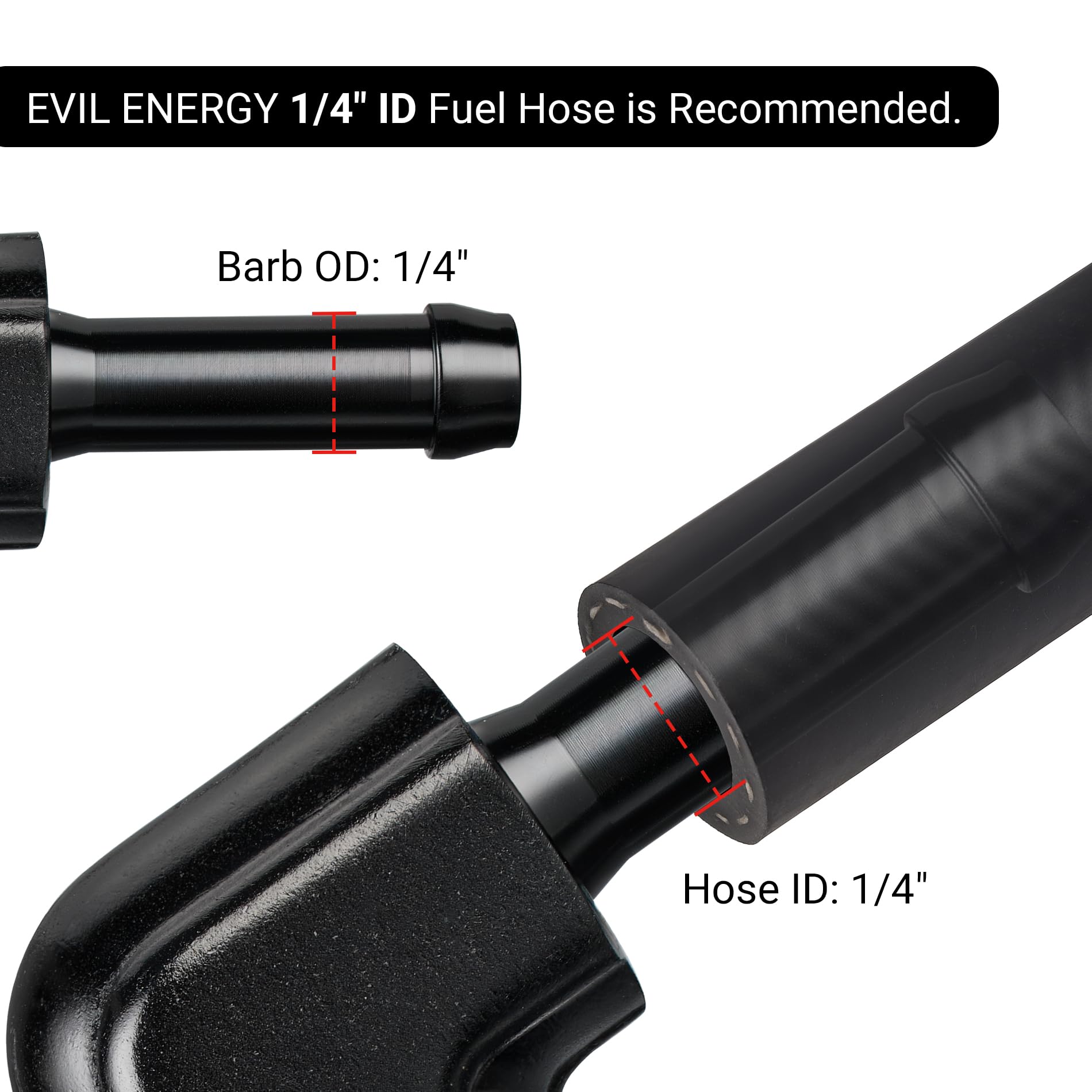 EVIL ENERGY 6AN Female to 1/4'' Barb Hose Fitting 90 Degree Swivel 2PCS