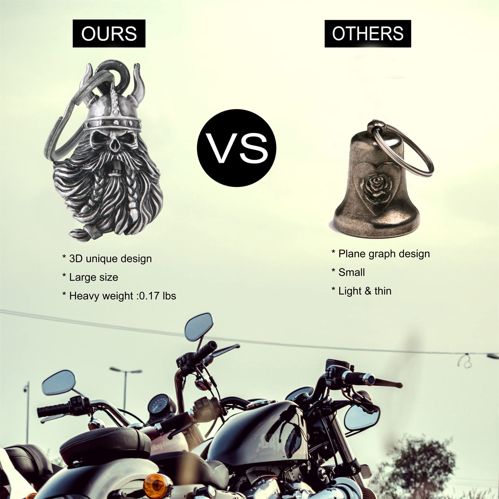 Dream Apparel Motorcycle Bells For Bikers,3D Rider Bells With Hanger Biker Bells Key Chain For Luck