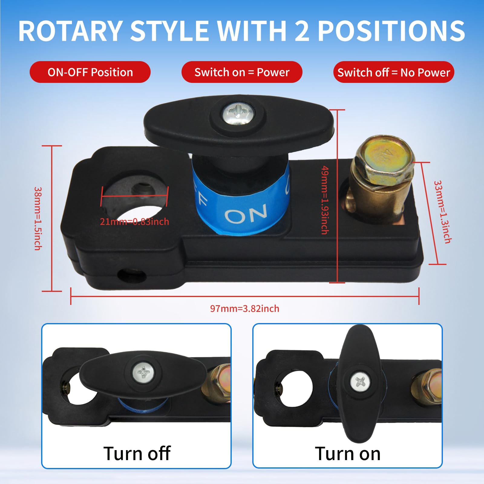 2pcs Car Battery Disconnect Switch 12v 24v Heavy Duty Battery Kill Switch Battery Isolator Power Cut Off Switches Battery Shut O