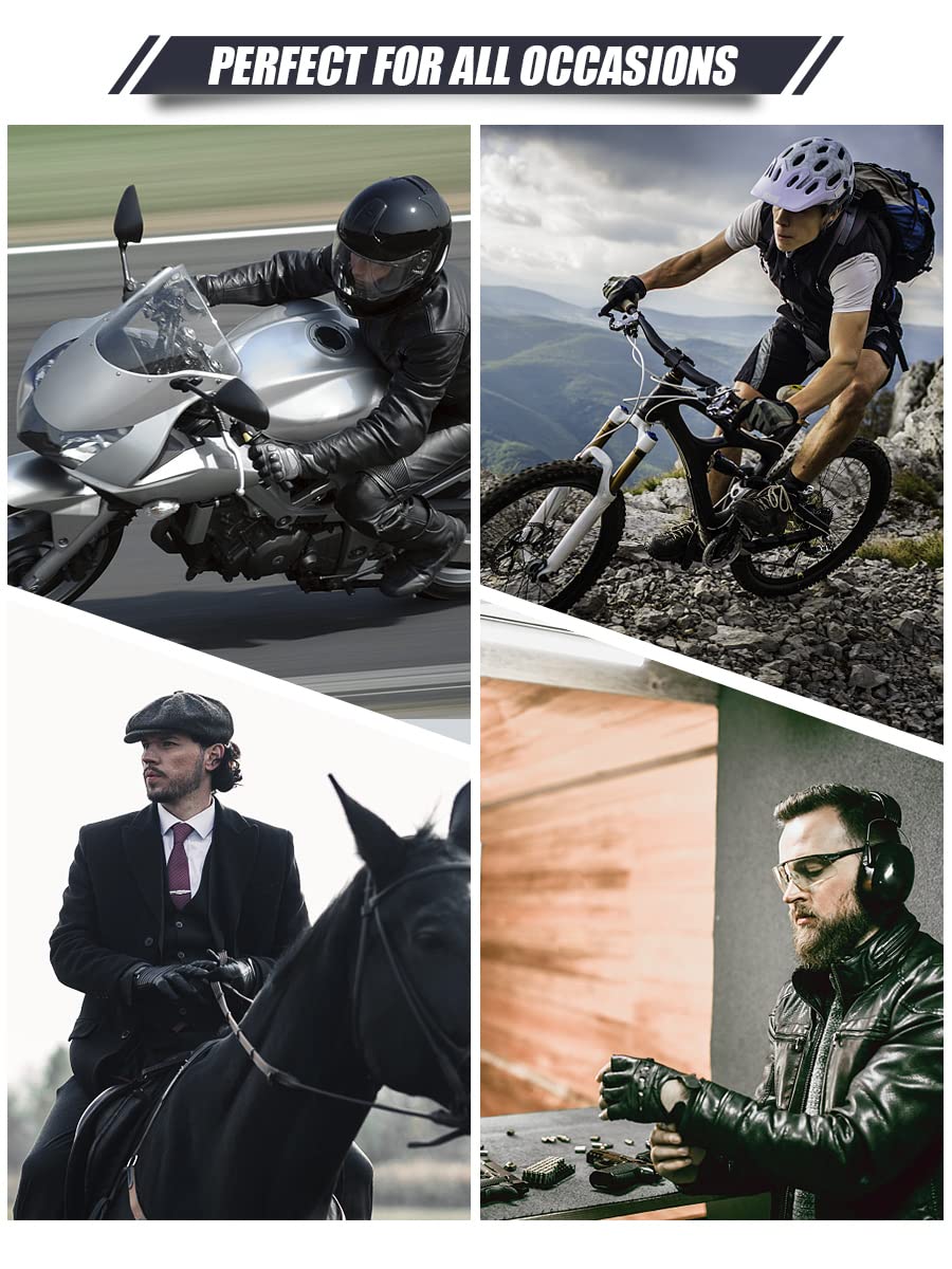 Gsg Men Genuine Leather Gloves Navy Blue Unlined Biking Touchscreen Driving Gloves Medium,Navy Palm Hole