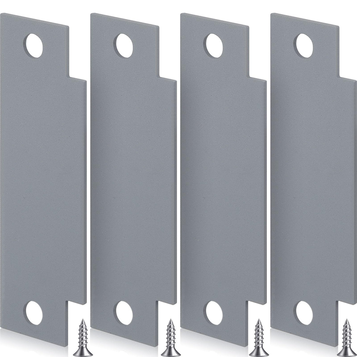 Zonon Door Strike Plate Filler With Screws Carbon Steel Strike Filler Plate T Blank 4-7/8 X 1-1/4 Inch Security Mounting Metal With Hole For Exterior Interior Latch Hardware Replacement (Gray,4 Pcs)
