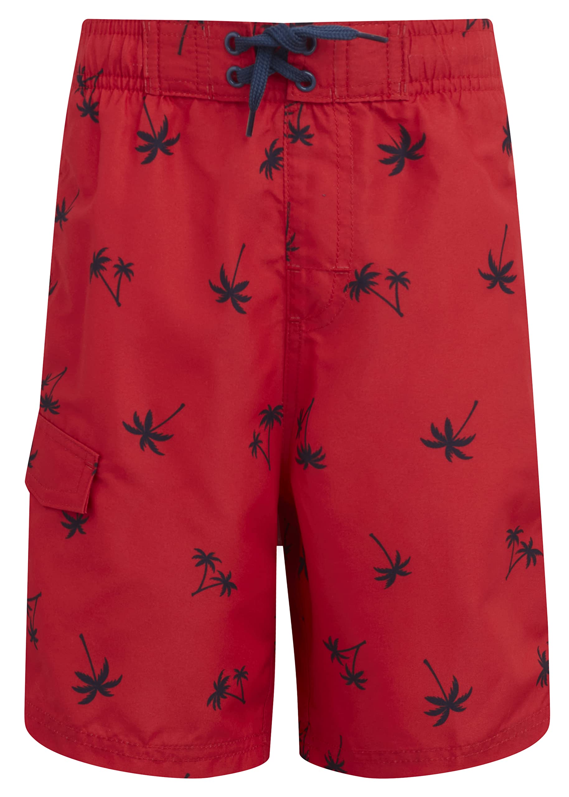 Kanu Surf Boys' Line Up Quick Dry Upf 50+ Beach Swim Trunk, Malibu Red, 7