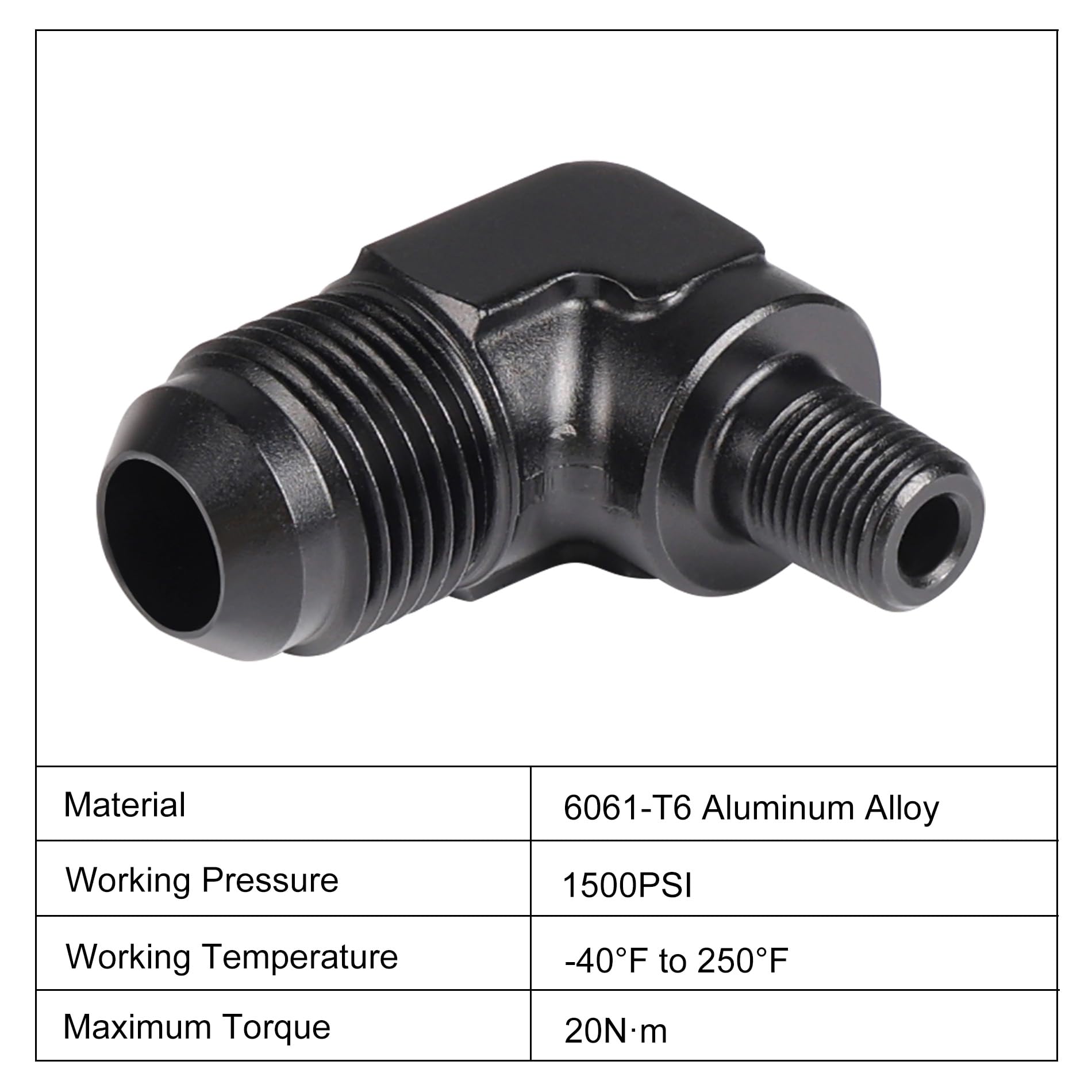 Evil Energy 8An Male Flare To 1/8'' Npt Pipe 90 Degree Fitting Aluminum Anodized Black