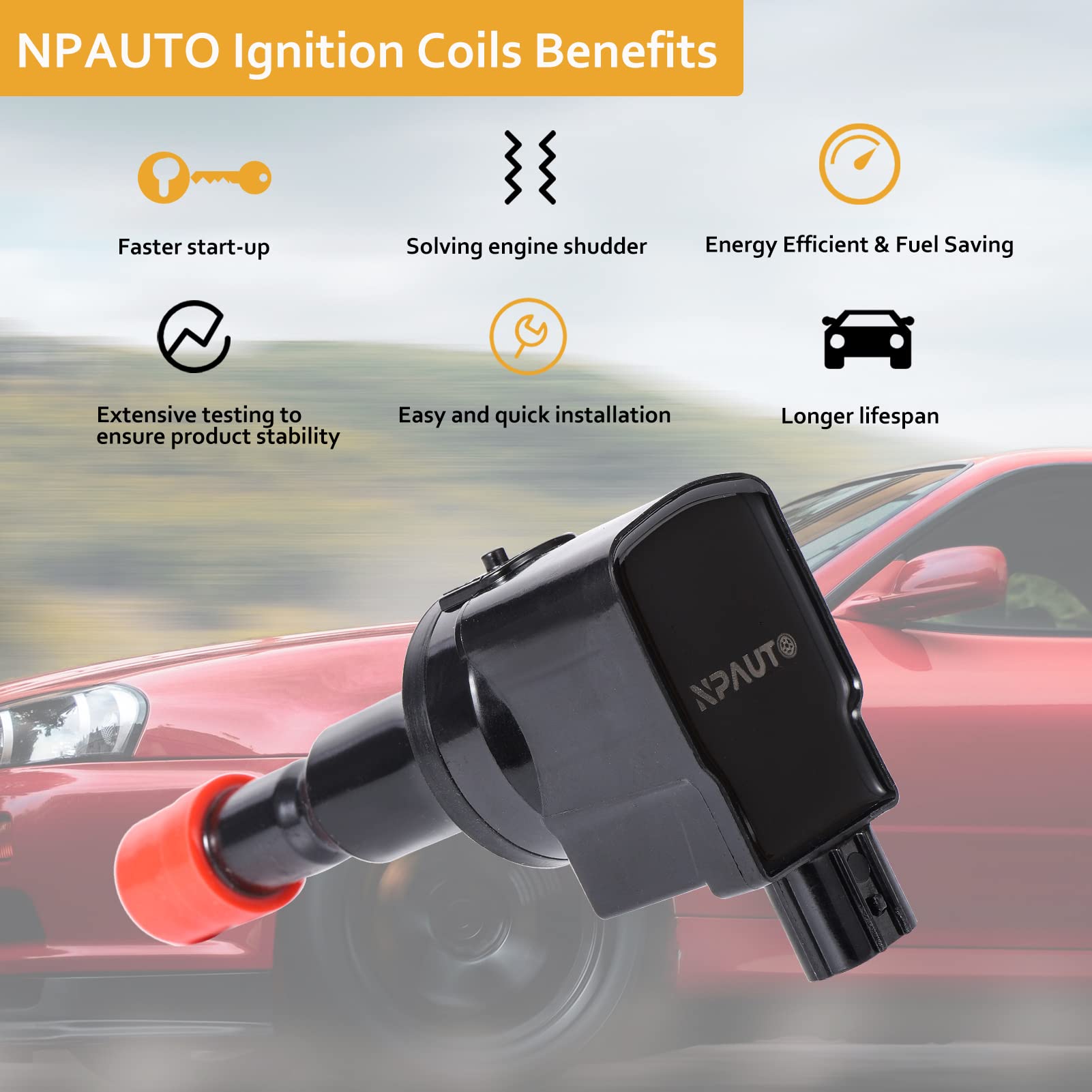 Npauto Ignition Coil Pack Compatible With 2007 2008 Honda Fit 1.5L 1.5 L4 Hatchback, Uf581, C1578, Set Of 4