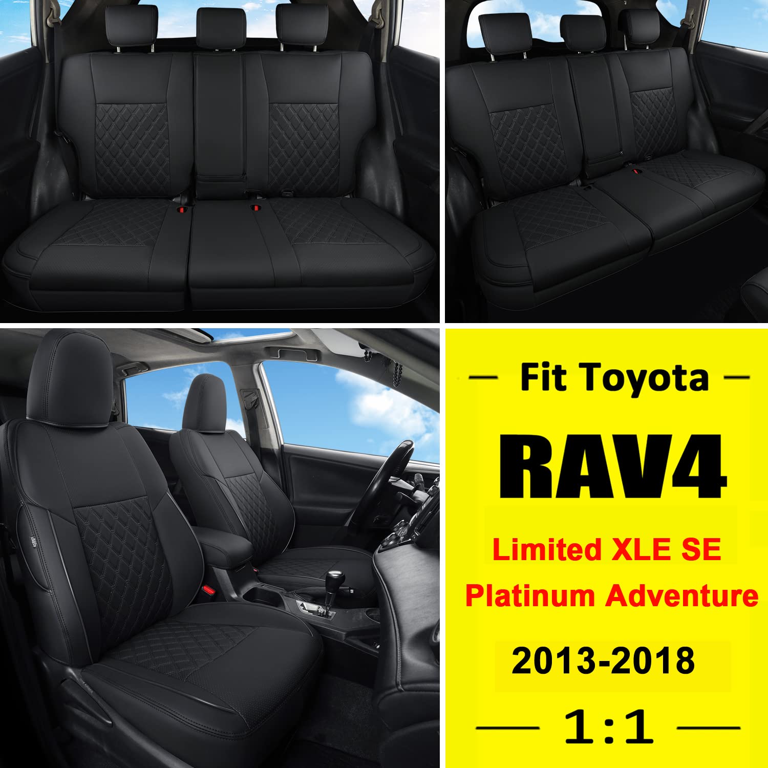 Giant Panda Pu Leather Car Seat Covers Full Set Custom Fit For Toyota Rav4 Limited Xle Se Platinum Adventure 2013 2014 2015 2016