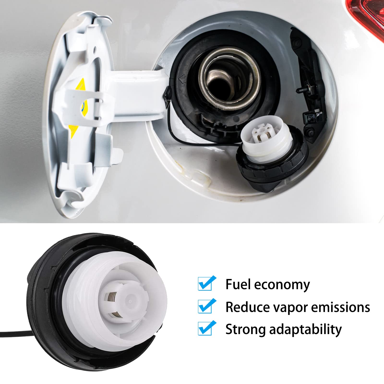 Gas Cap, Fuel Filler Cap Compatible With 2006-2020 Honda Accord, Civic, Cr-V, Fit, Hr-V, Insight, Odyssey, Pilot, Crosstour - Re