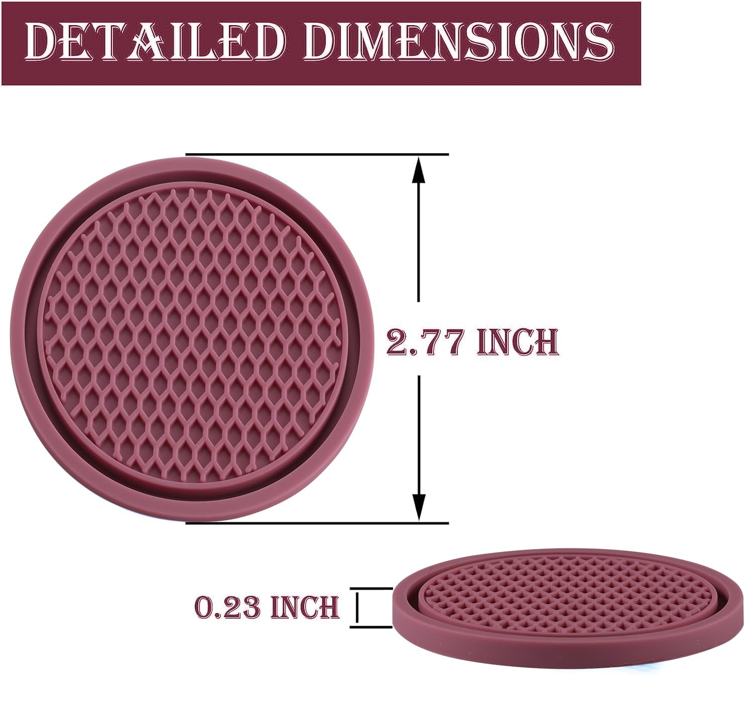 Singaro Car Cup Coaster, 4Pcs Universal Non-Slip Cup Holders Embedded In Ornaments Coaster, Car Interior Accessories, Purple Glo