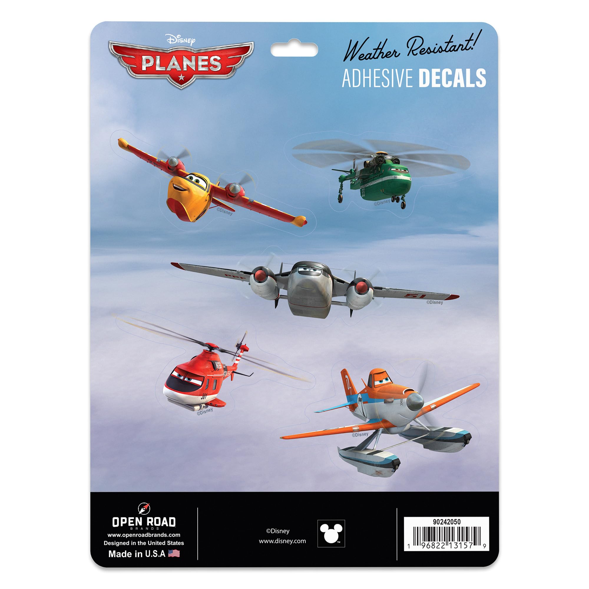 Disney Planes Characters Adhesive Vinyl Decals - Colorful Planes Stickers for Car or Truck, 1 Pack (5 Count)