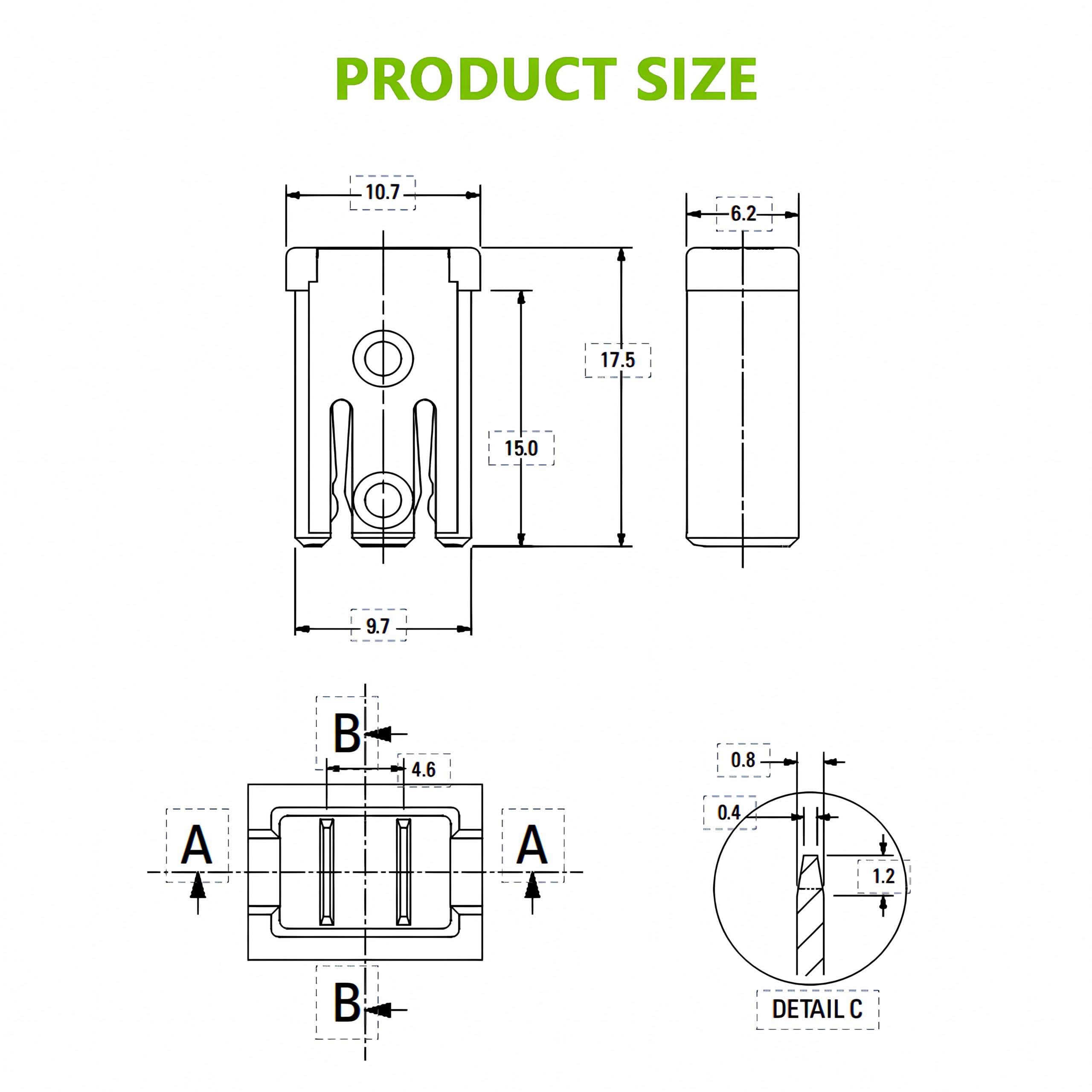 Eplzon 15A 20A 25A 30A 40A 50A 60A 32V Mini Slotted Automotive Mcase Shaped Cartridge Fuse Kit(Pack Of 14Pcs)