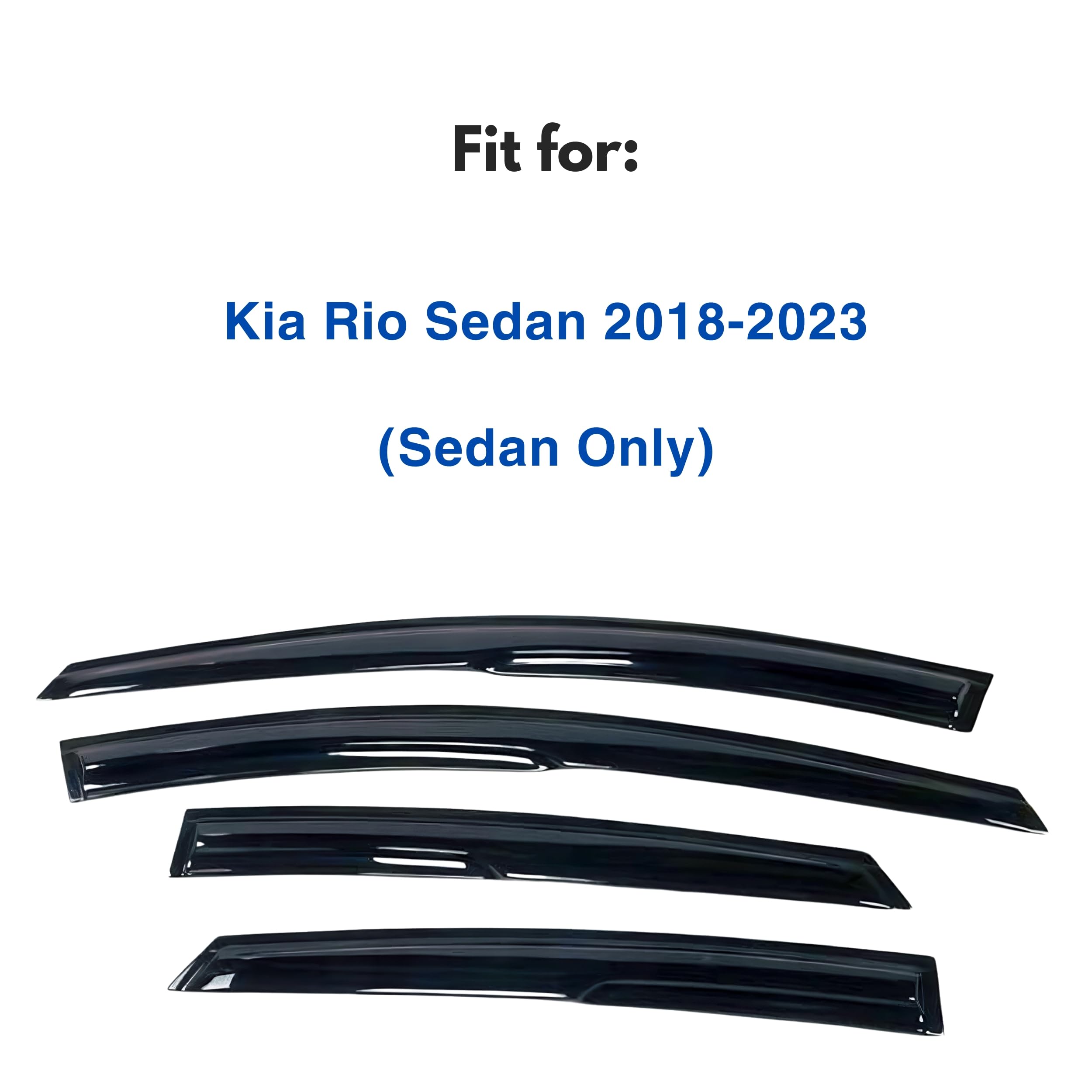 Ig Window Visor For Kia Rio Sedan 2018-2023, Rain Guard Tape-On Extra Durable Sun Wind Side Vent Window Deflector Mugen Style, 2