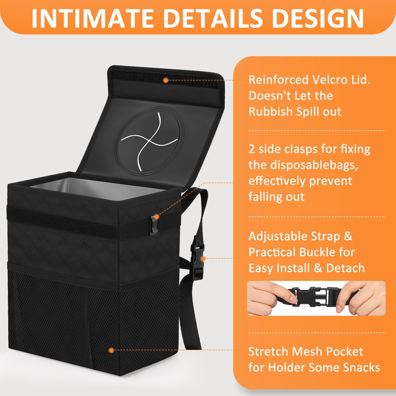 Vankor Car Trash Can For Car Cute, Car Trash Bag Bin Hanging Waterproof Automotive Car Garbage Cans Leak Proof Vehicle Trash Can