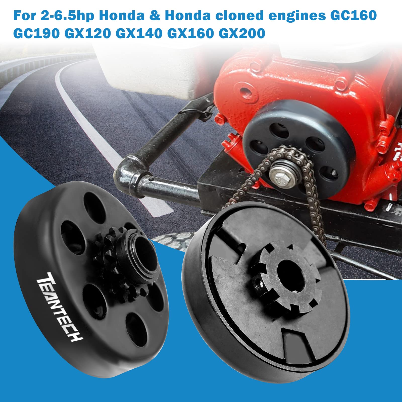 Go Kart Clutch 3/4'' Bore 12T with #35 Chain Centrifugal Clutch and Chain for Go Kart Minibike Honda Kart Engines