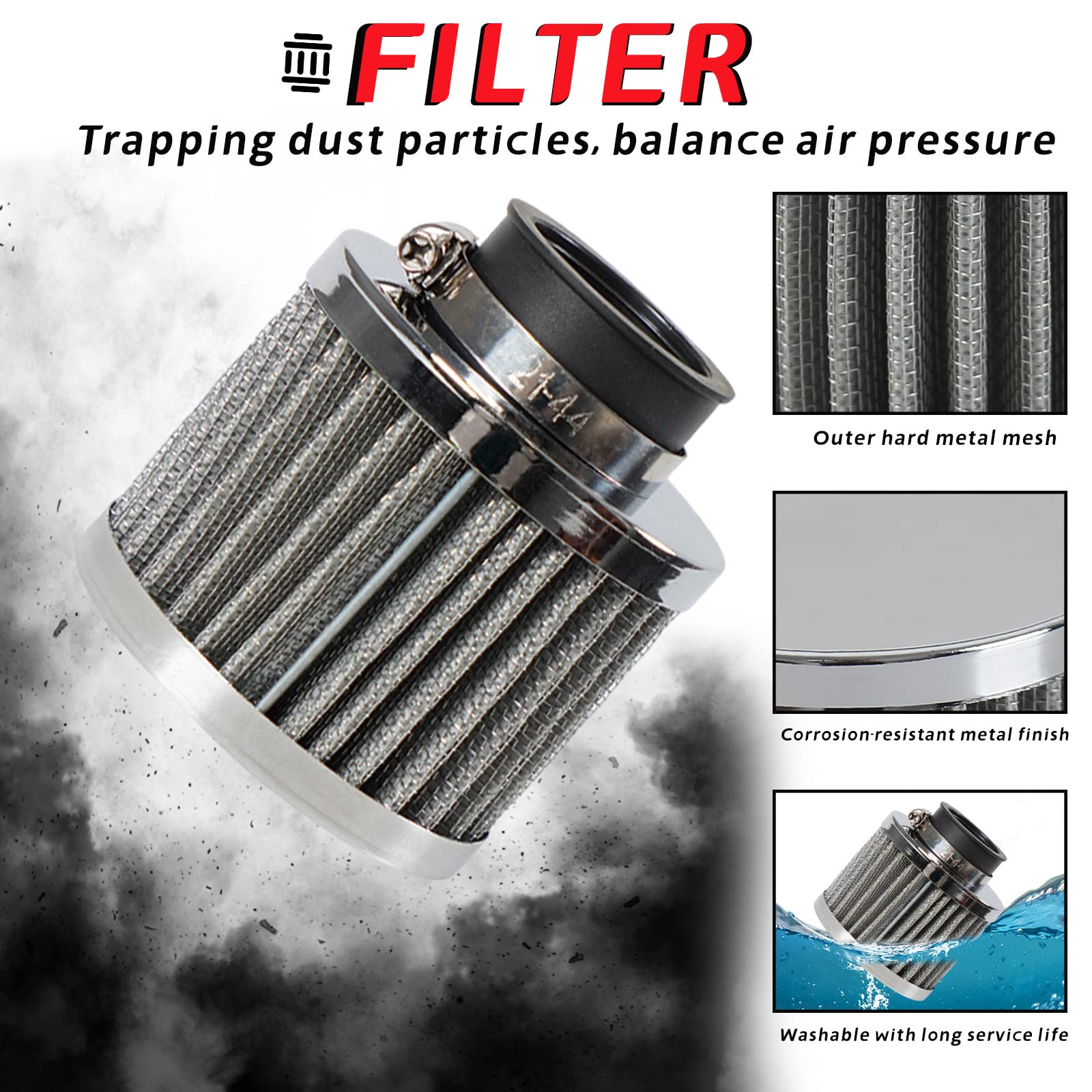 Poseng Universal 10An Oil Catch Can Tank Baffled 750Ml With Filter Aluminum Silver