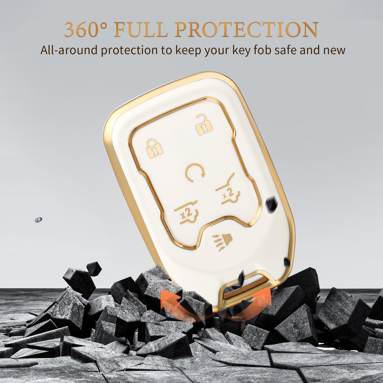 OFFCURVE Key Fob Cover for GMC Yukon/Yukon XL Terrain Acadia Sierra Soft TPU Key Fob Case for Chevy Chevrolet Suburban Tahoe Car