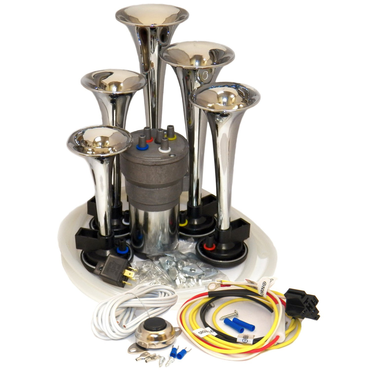 Oemlink International Ltd Dixie Air Horn Chrome - Dixieland Premium Full 12 Note Version With Installation Wire Kit And Button