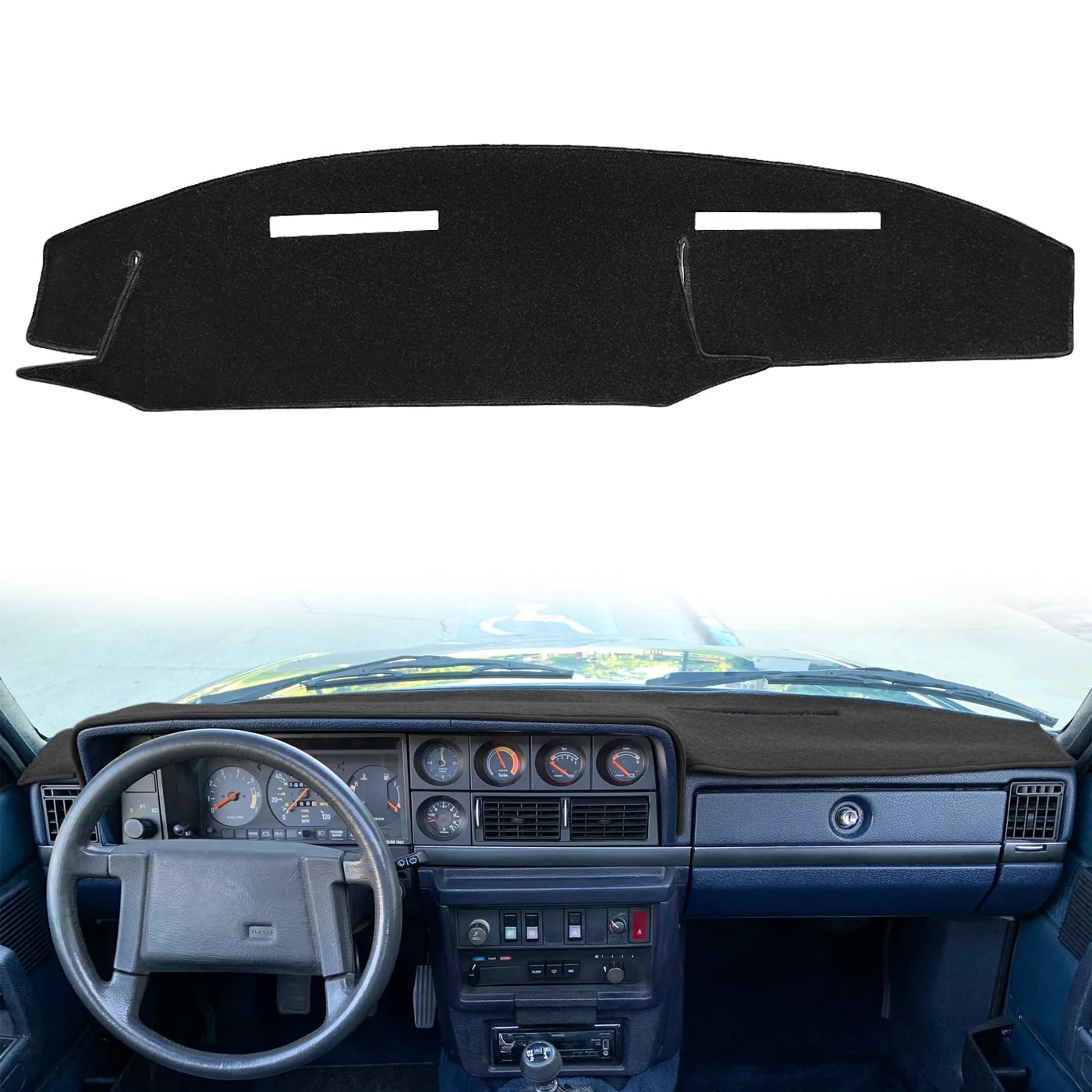 Fcovergurus Dash Cover Mat for Volvo 240-265, Custom Fit, Black Polyester, Model F62