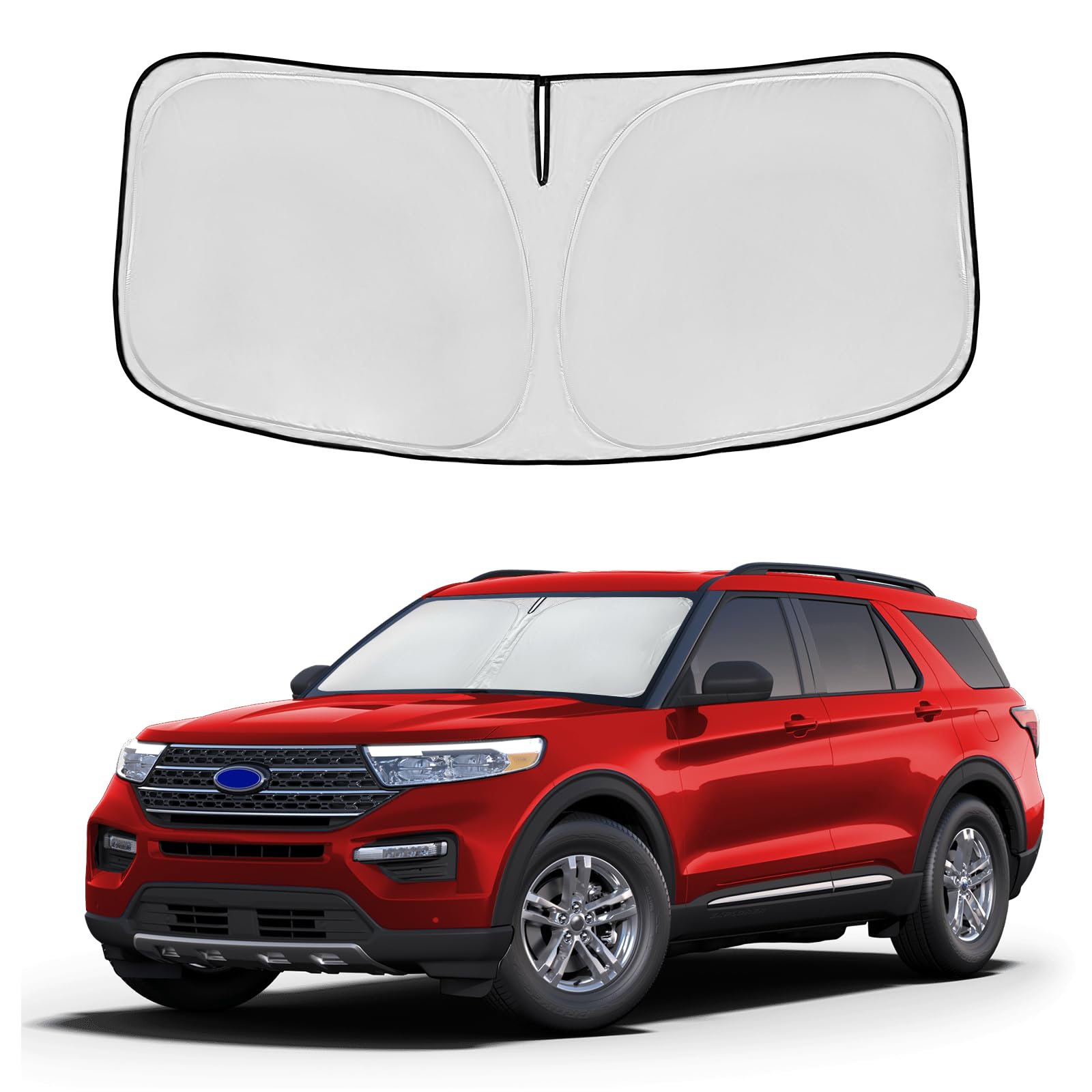 Windshield Sun Shade For Ford Explorer 2020-2025 Double Layer 240T Front Window Shade Custom Fit Explorer Suv St Xlt, Limited, P