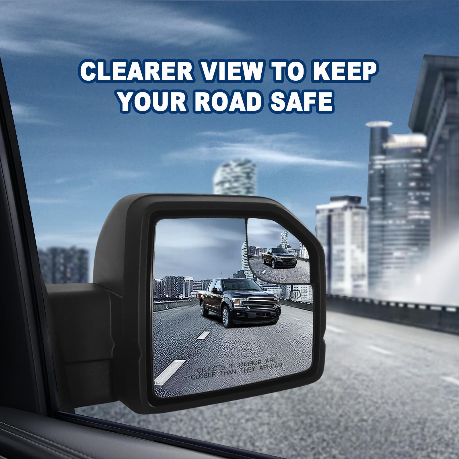 Lqito Right Passenger side Mirror with Power Glass,Heated, Puddle Lights,Clearnce Lamp and Manual Folding Fits 2015-2020 Ford F1