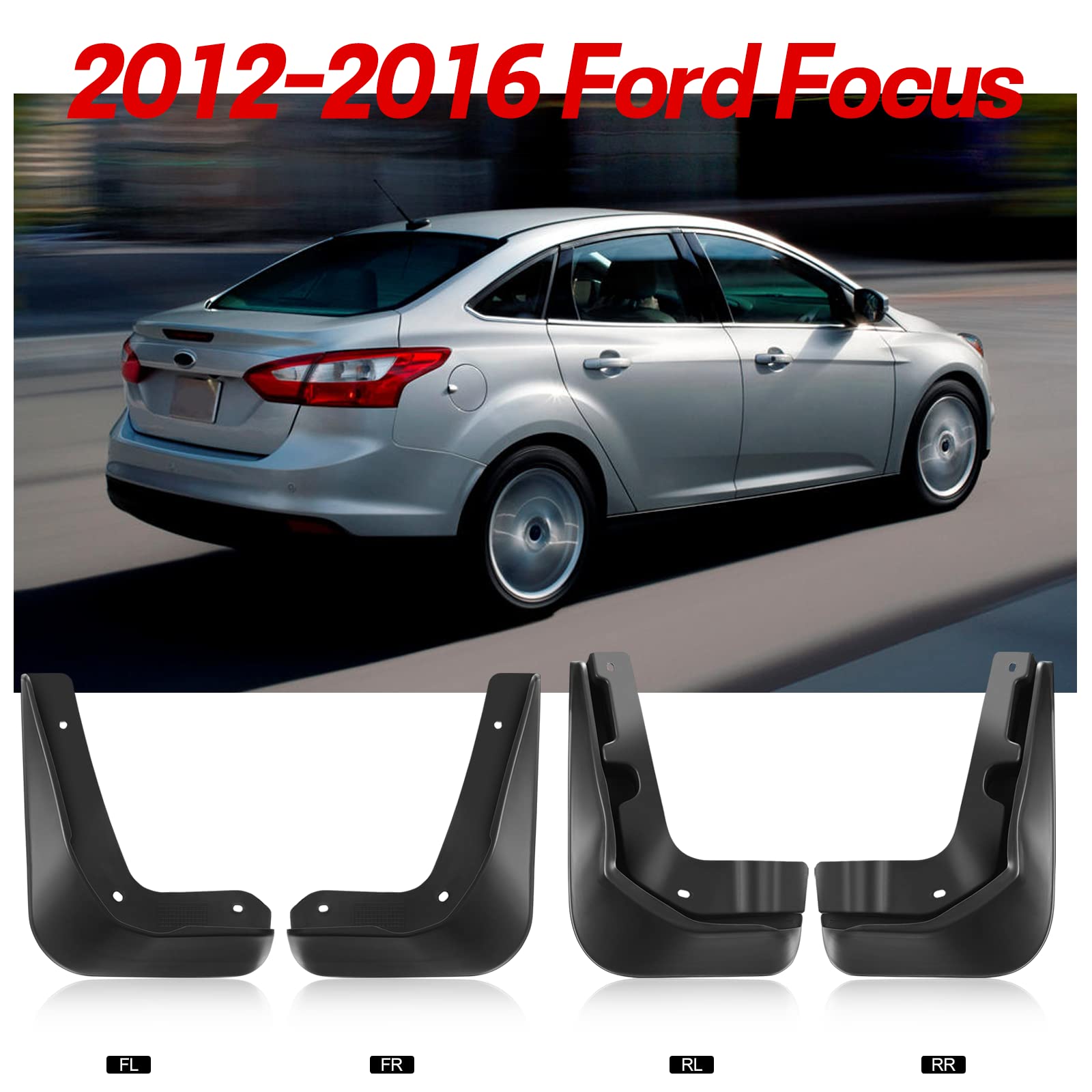 Bdfhyk Mud Flaps Splash Guards 4Pcs Front & Rear Side Mud Guards Compatible For 2012-2016 Focus Without Oem Fender Flares