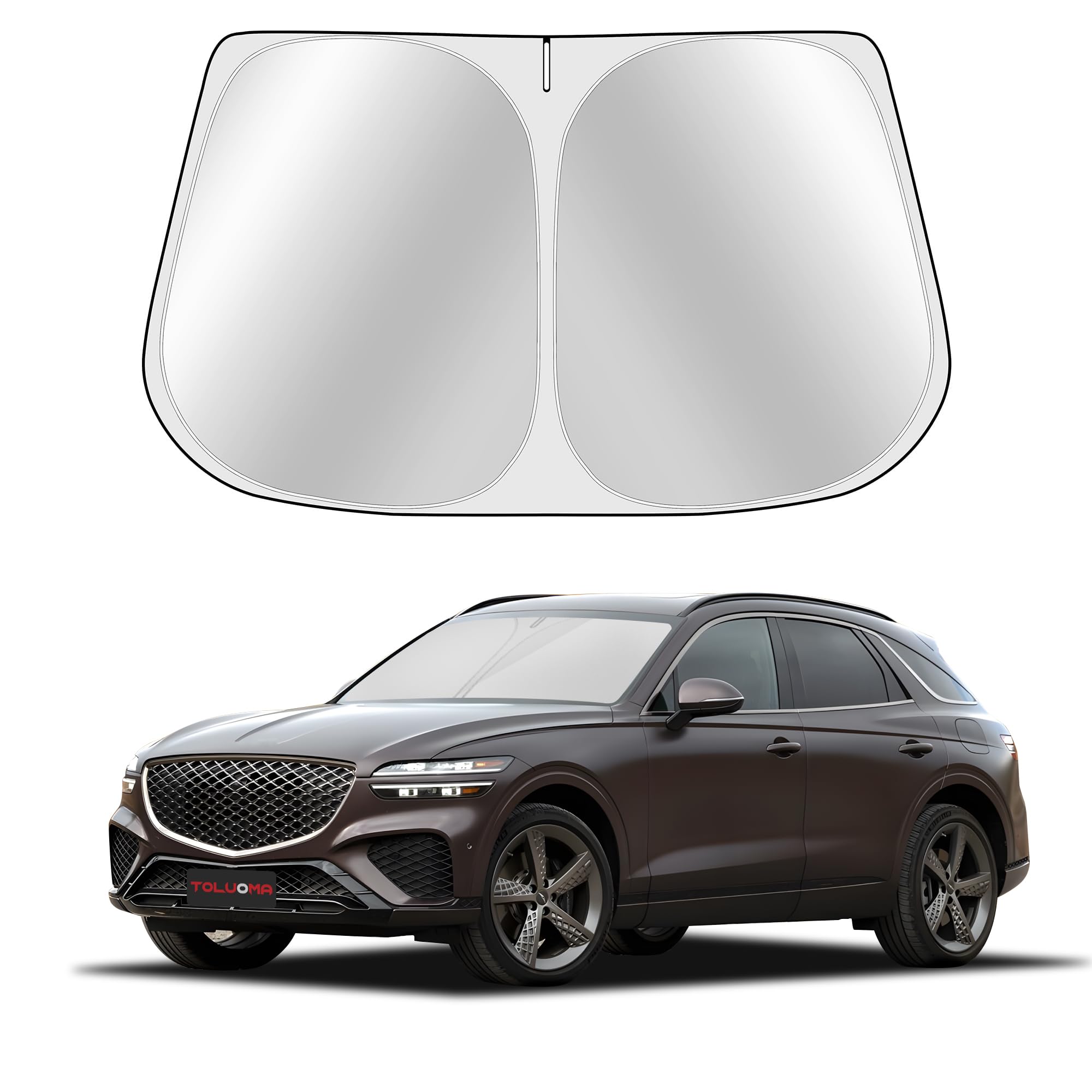 Toluoma Custom Fit Windshield Sun Shade For Genesis Gv70 2022-2025 - Full Coverage, 210T Reflective Fabric, Double-Layer Design