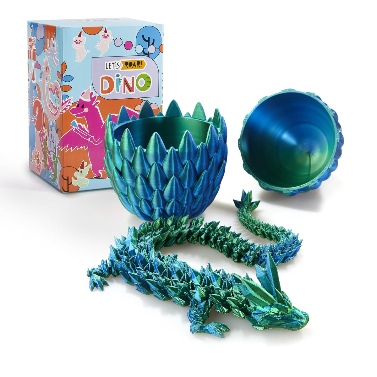 Thcbme 3D Printed Dragon, Dragon Eggs With Dragon Inside, 3D Dragon Egg,15'' Full Articulated Crystal Dragon For Children'S Day 