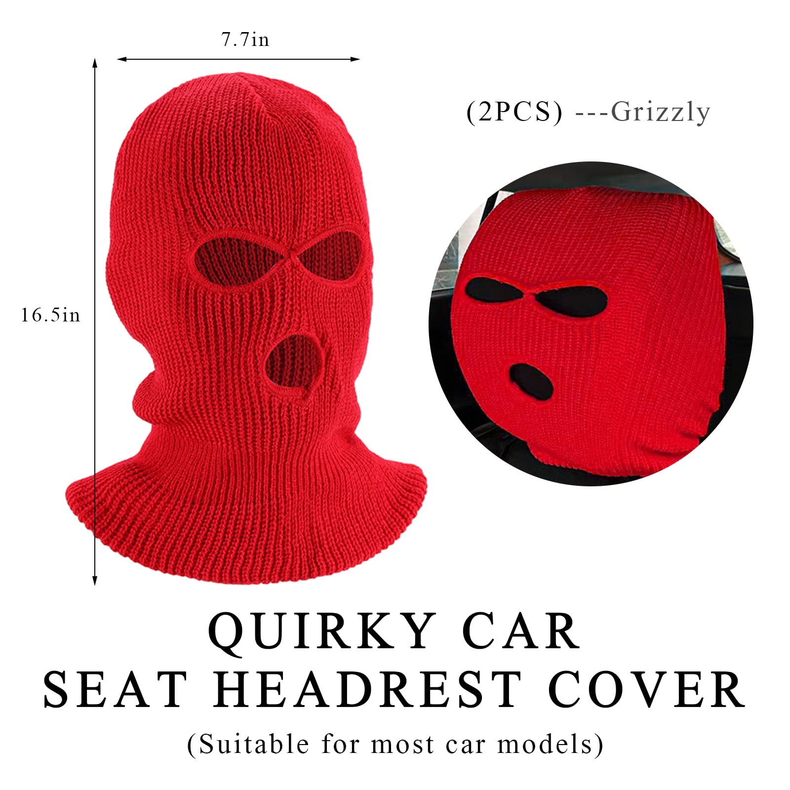 Suvnie 2 PCS Car Headrest Cover, Personalized Funny Car Seat Full Face Mask, Ski Mask Wrap Protection for Auto Front Seat Rest D