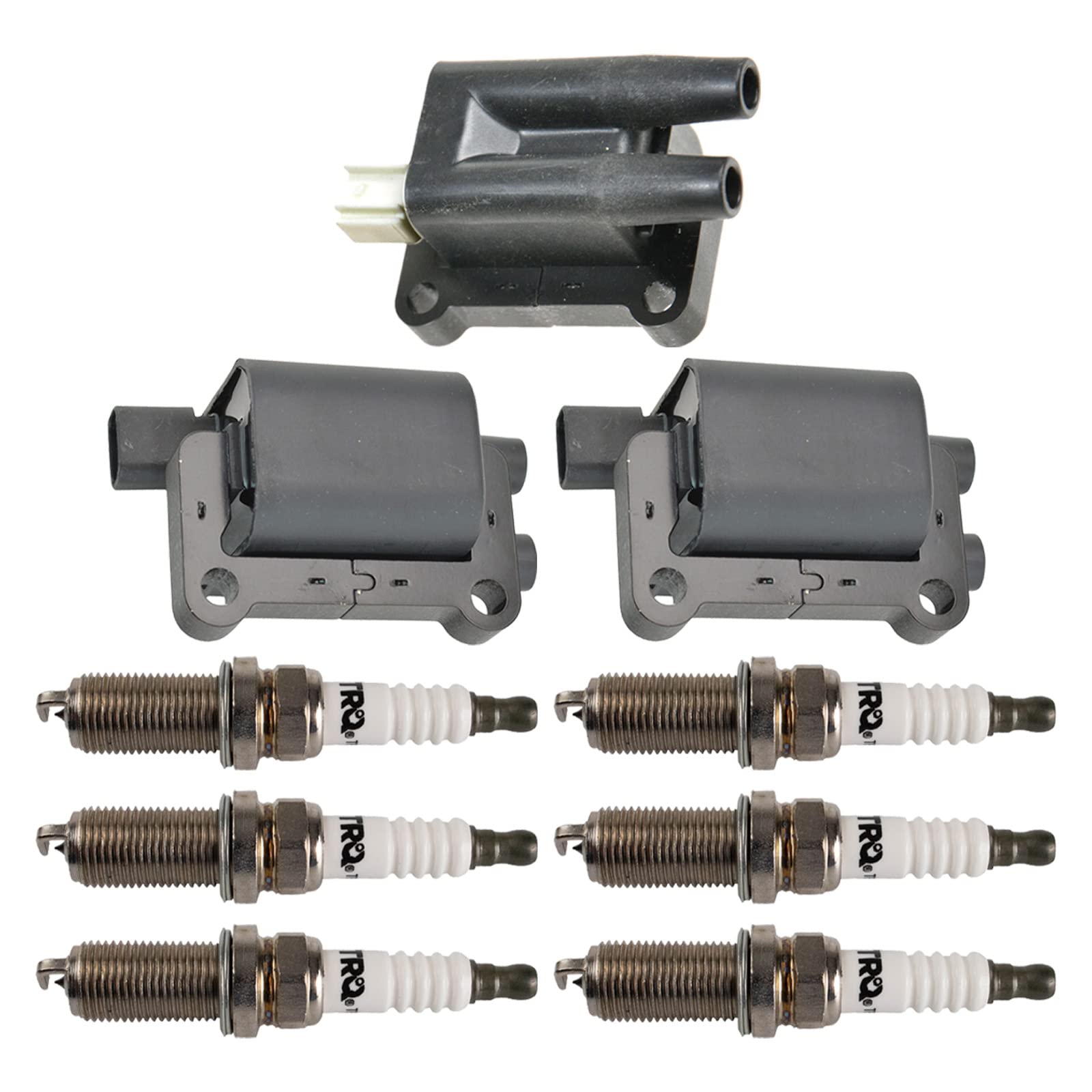 Trq Ignition Kit Ignition Coil Spark Plugs Compatible With 1997-2000 Mitsubishi Montero 1999-2000 Montero Sport