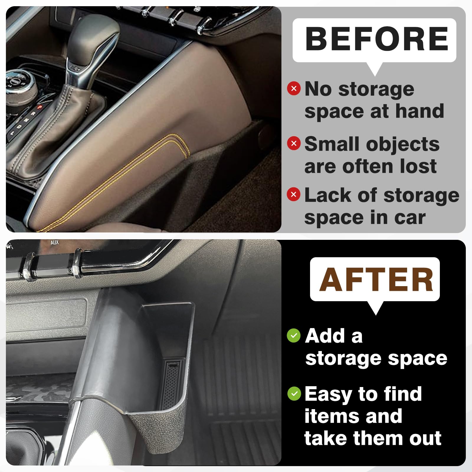 Muslogy Console Side Organizer Set for 2023-2025 Colorado & Canyon, ABS Material, Black, Model MUS-CCSIDEBOX