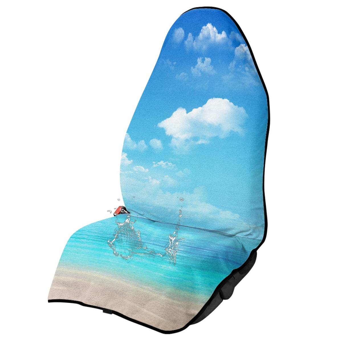 JOAIFO Blue Beach Style Towel Seat Cover Waterproof Seat Covers for Cars Trucks SUV Van,Washable Sweat Car Seat Towel Cover Afte