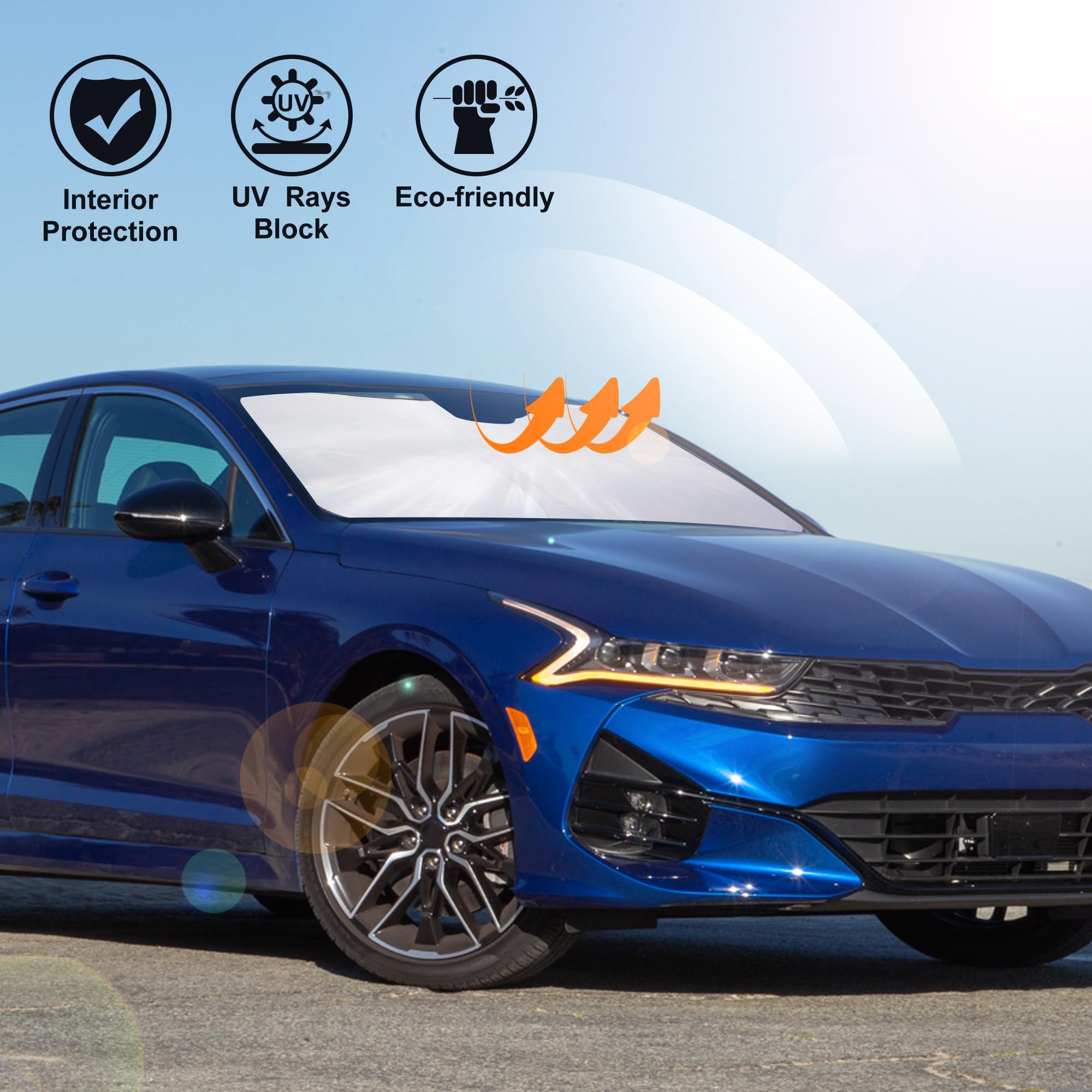 Windshield Sun Shade Custom 2021-2024 2025 Kia K5, Gt-Line, Gt, Sedan Accessories Front Sunshade Shield Blocker Sun Visor Heat P