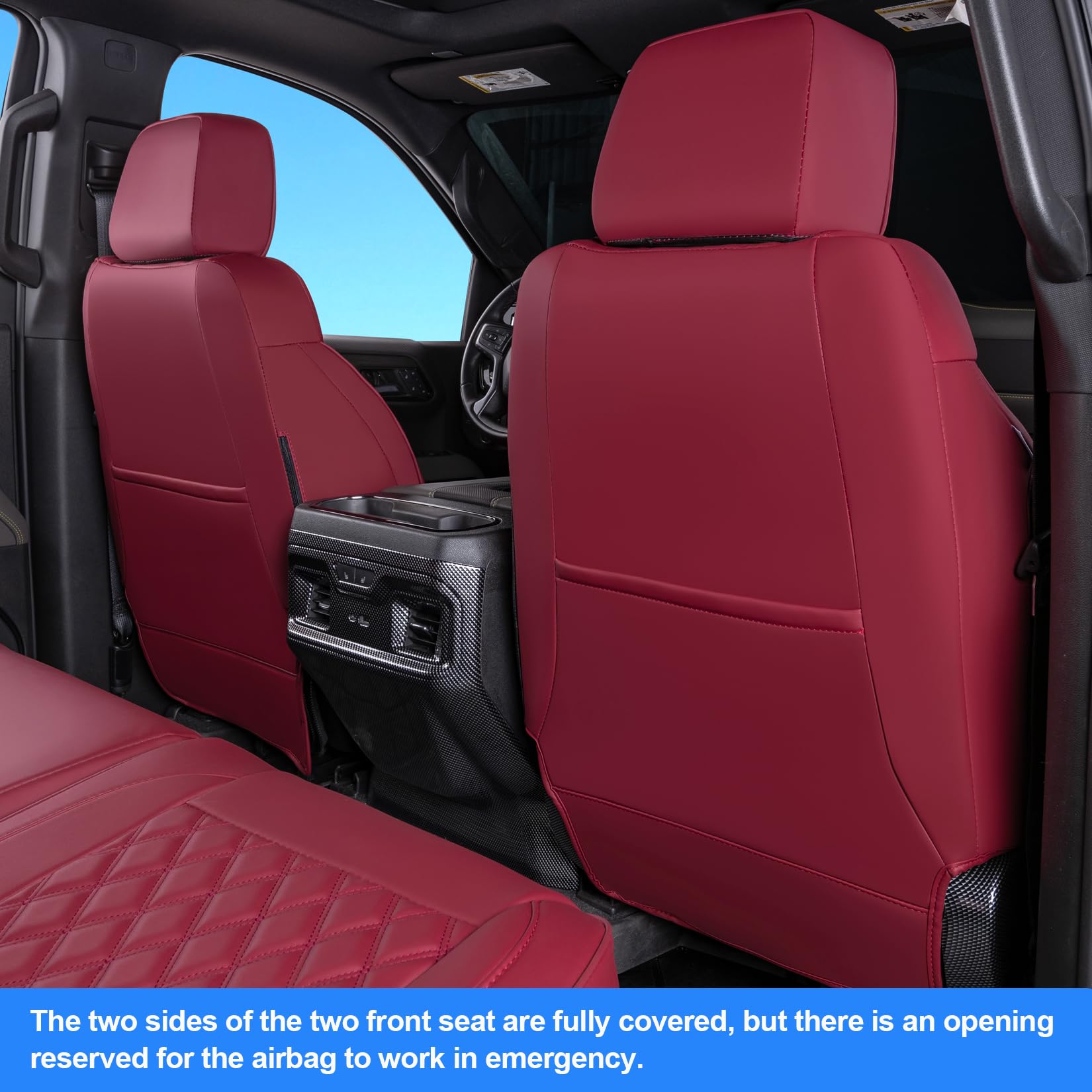 Tandi Custom Fit Silverado Seat Covers Full Set With Faux Leather For Chevy Silverado 2014 2015 2016 2017 2018 & For Gmc Sierra