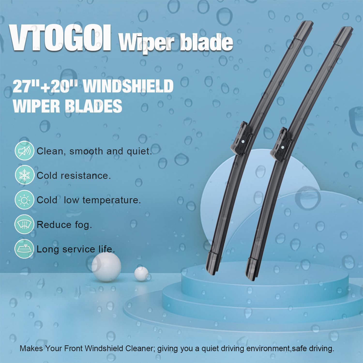 Vtogoi Wiper Blades With Rear Wiper Blades Set For 2016-2023 Audi Q7,2017-2023 Audi Sq7,Automotive Replacement Windshield Wiper