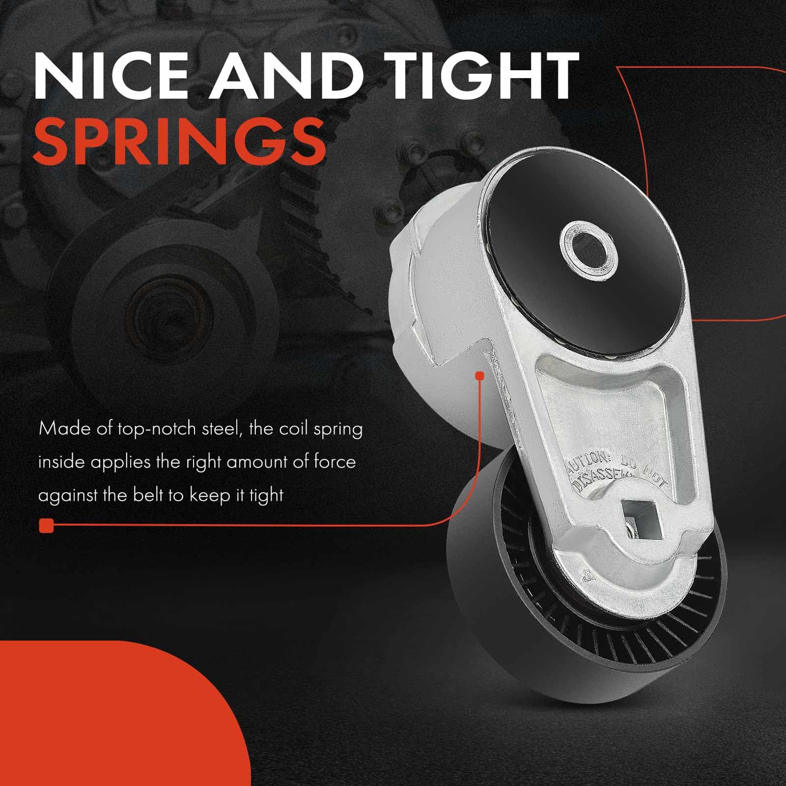 A-Premium Belt Tensioner Assembly With Pulley Compatible With Chrysler Town & Country 2011-2016 & Dodge Challenger, Charger, Durango, Grand Caravan, Journey & Jeep Grand Cherokee & Ram 1500, C/V