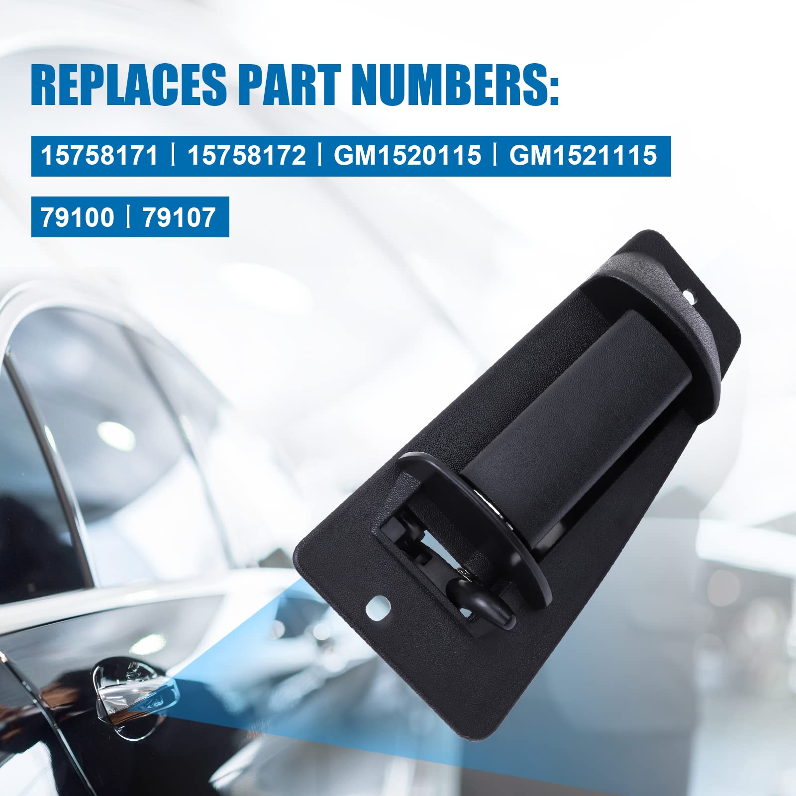 Lcwrgs Extended Cab Door Handle Replacement For Chevy Silverado Gmc Sierra 1500 2500 3500 1999 2000 2001 2002 2003 2004 2005 2006 2007, Exterior Rear Driver & Passenger Side Door Handle