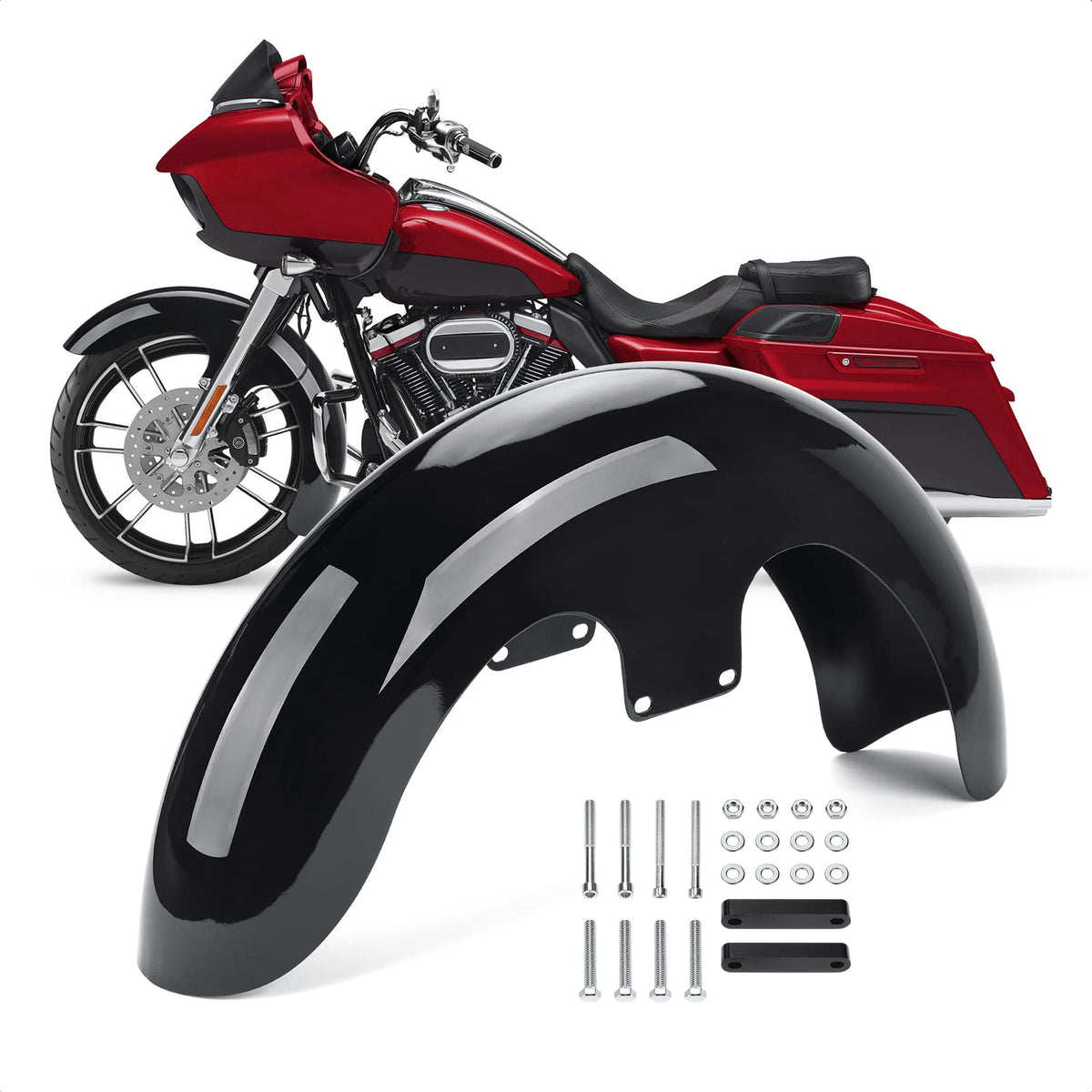 Bravema 23 inch Wrap Front Fender Wheels Motorcycle Front Fender Fit for Harley Touring Road King Road Glide Electra Glide Stree