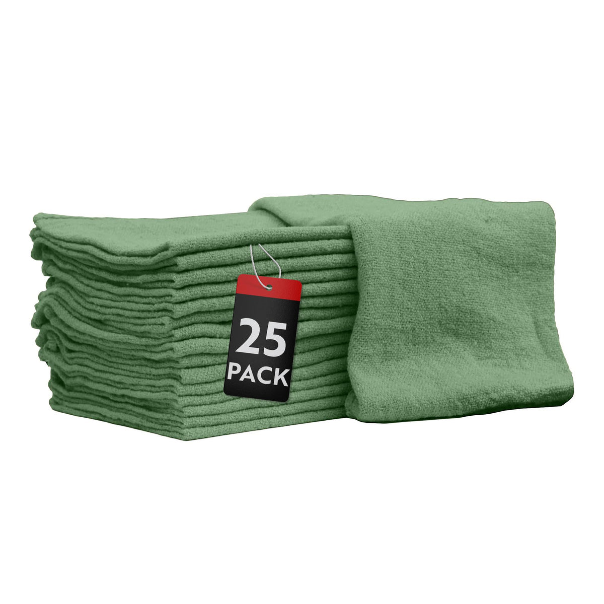 Nabob Wipers Auto Mechanic Shop Towels 25 Pack Bulk Shop Rags 100% Cotton Size 14''X14'' Commercial Grade (25 Pack, Green)