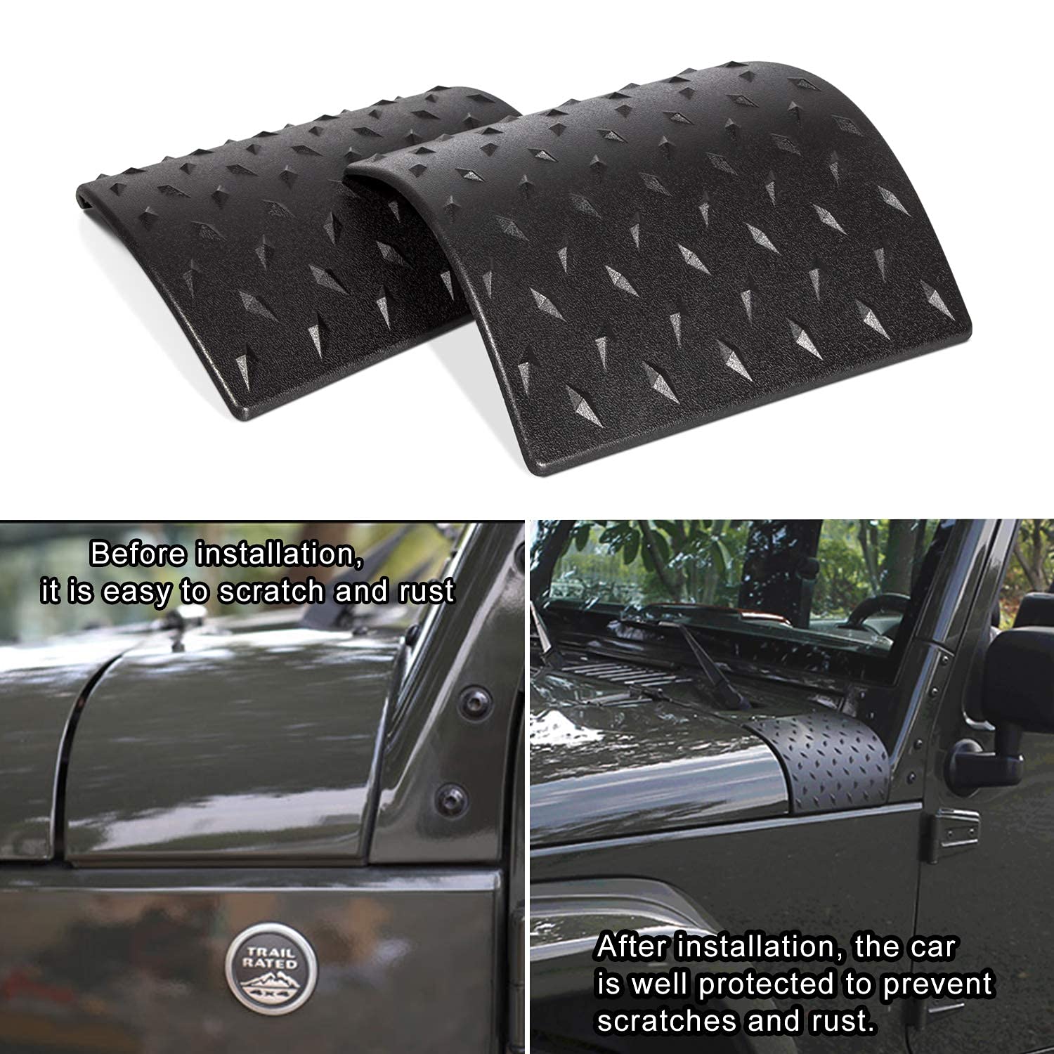 Danti Black Cowl Body Armor Outer Cowling Cover For Jeep Wrangler Jk Jku Unlimited Rubicon Sahara X Off Road Sport 2007-2018 (Pa