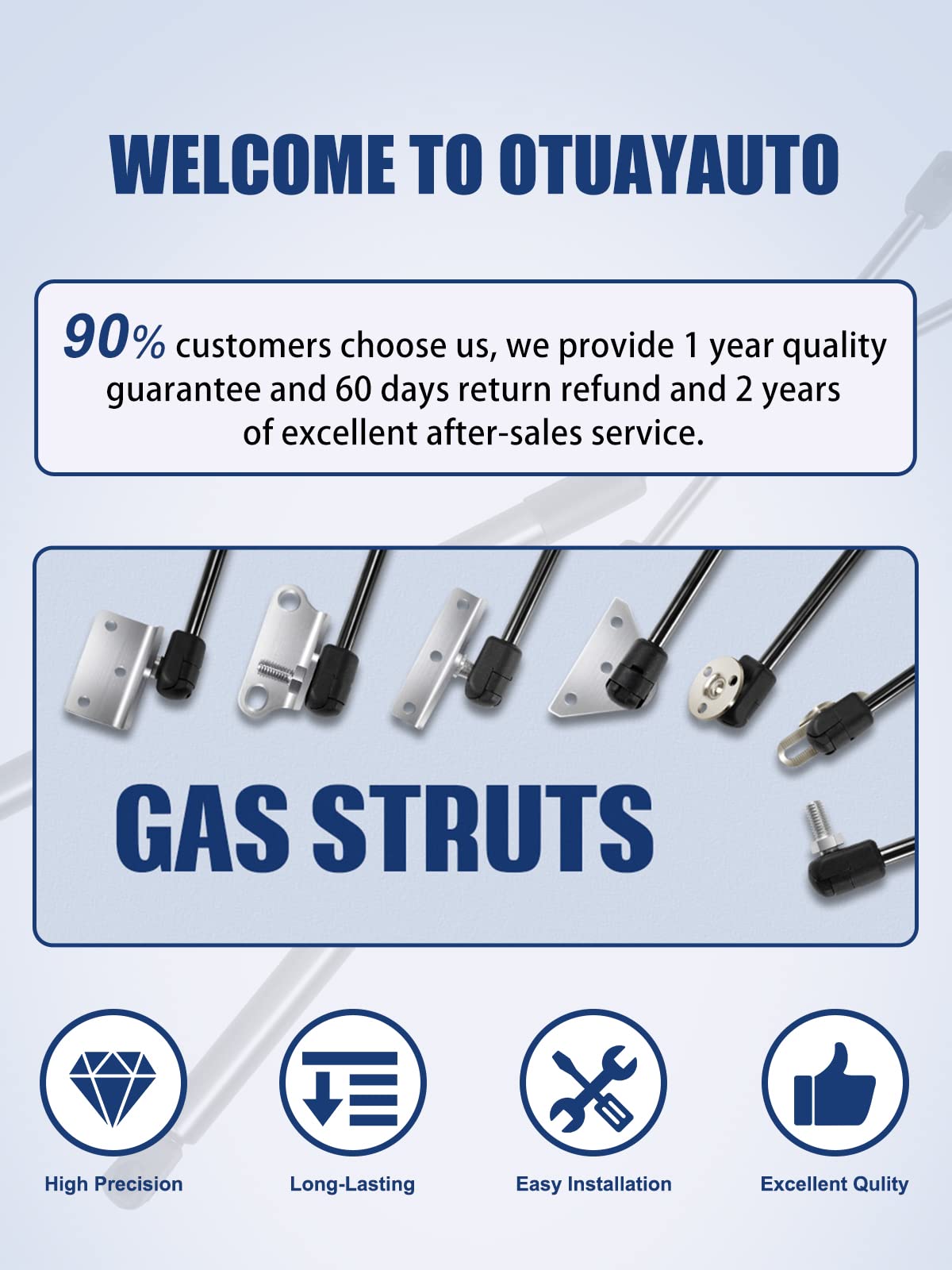 Otuayauto 12 Inch Gas Struts - 107N/24Lbs Universal Lift Support With Mounting Brackets C1603795 - Gas Shocks For Tool Box, Truc