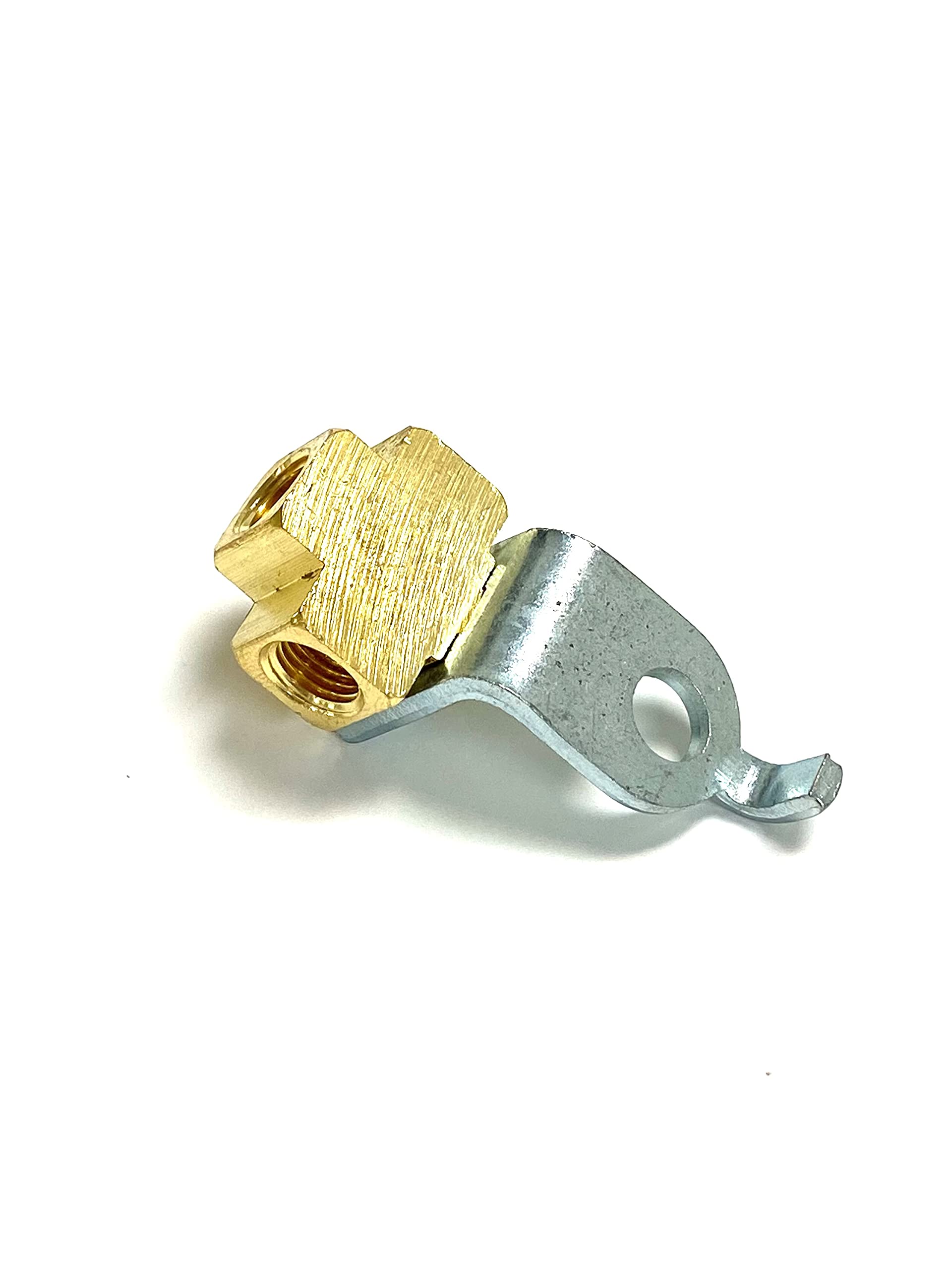 The Stop Shop 3-Way Female Brake Line Tee For 3/16 Inch Tube With Mounting Bracket For Inverted Flare Fittings, All 3/8''-24 thr